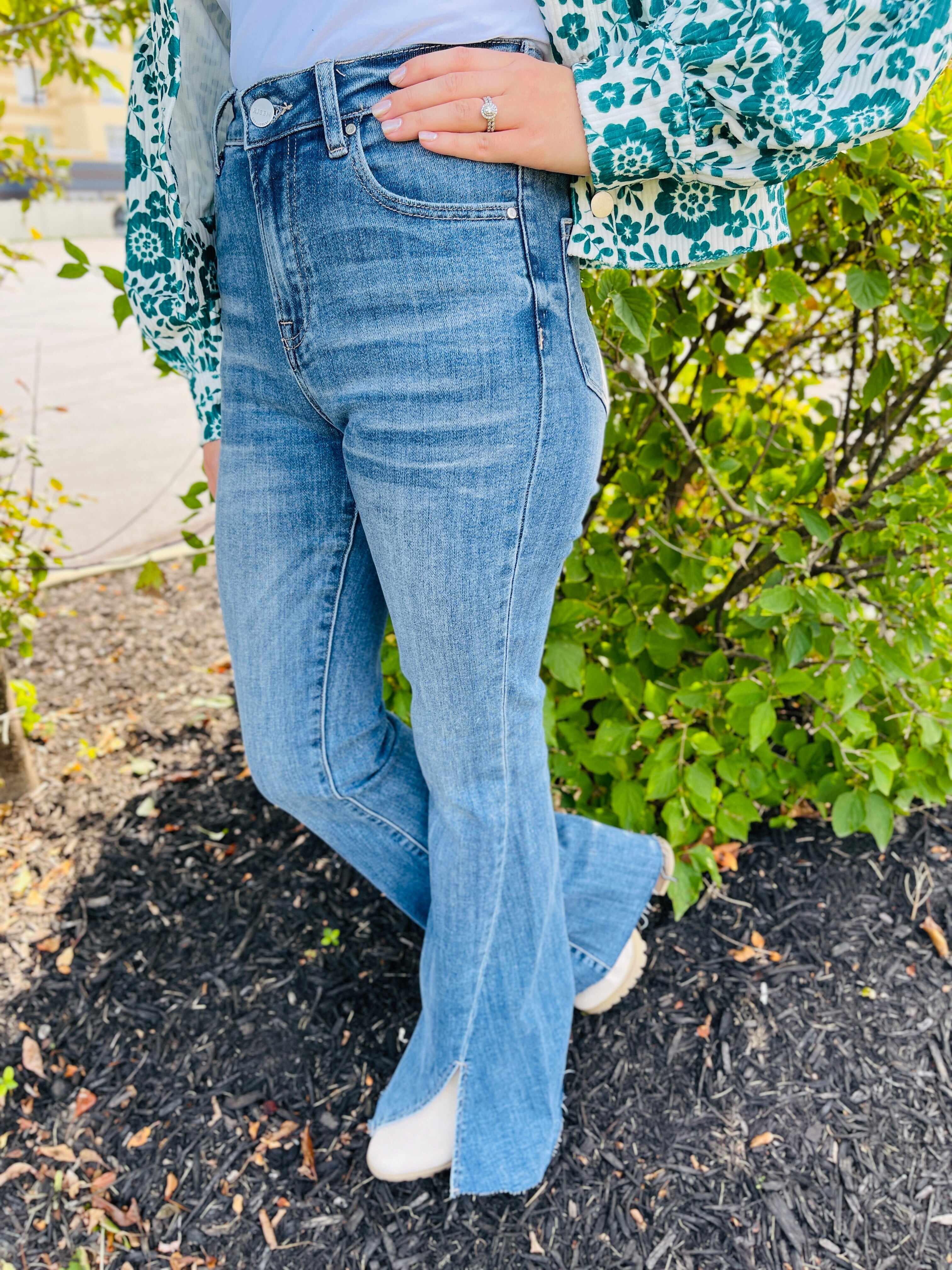 Risen Plus/Reg Hi-Rise Twist And Shout Your Love Flare Jeans