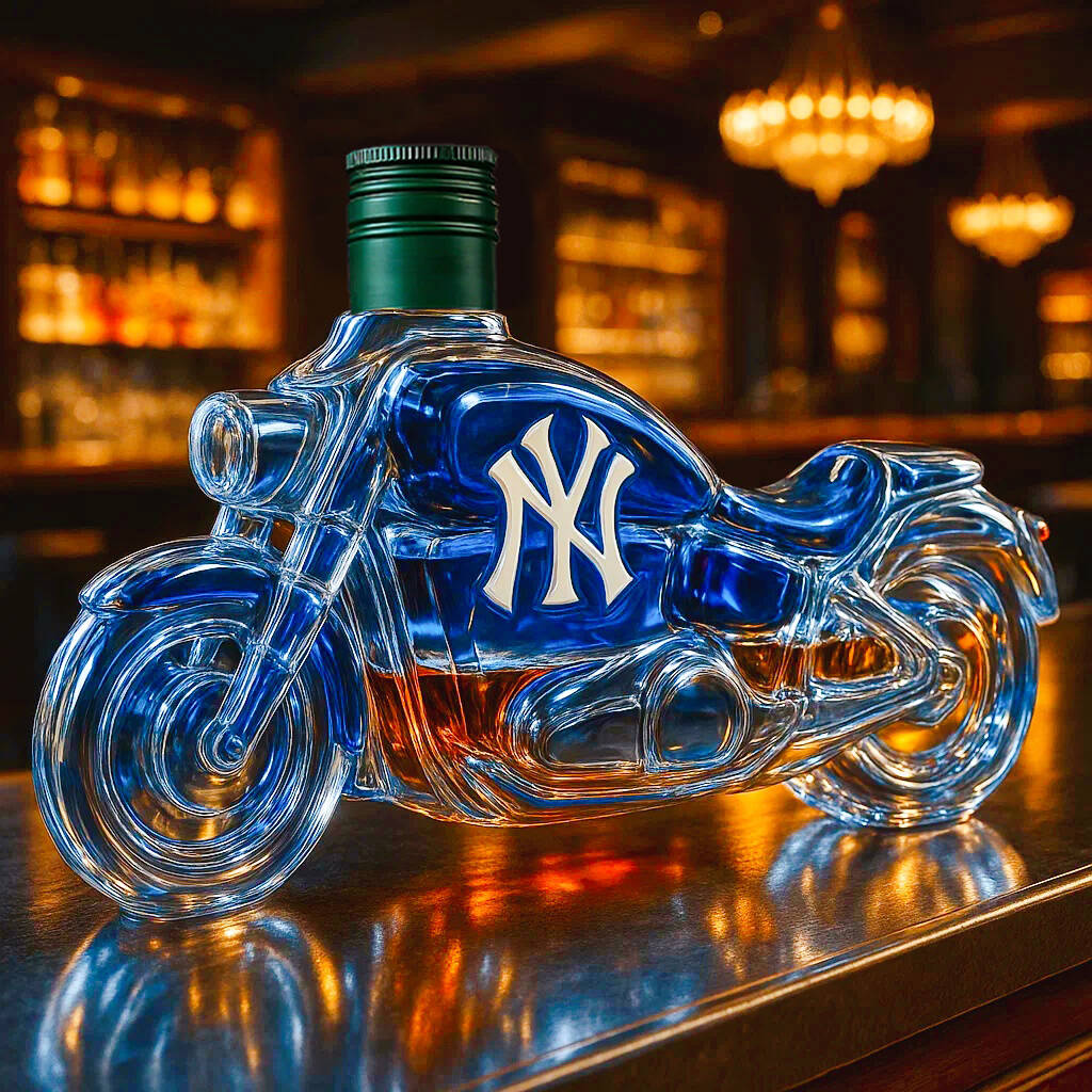 New York Yankees Motorcycle Whiskey Bottle