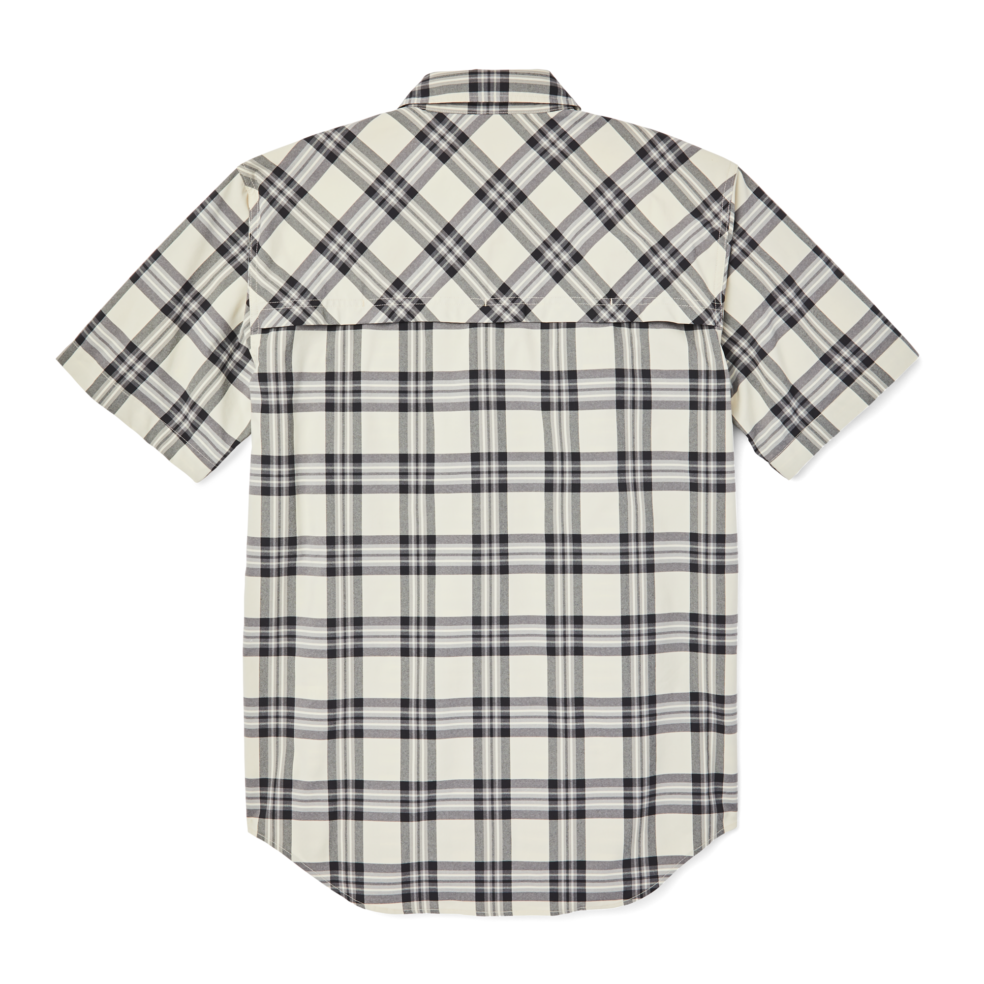 Twin Lakes Short Sleeve Sport Shirt - Cream/grey/black Plaid
