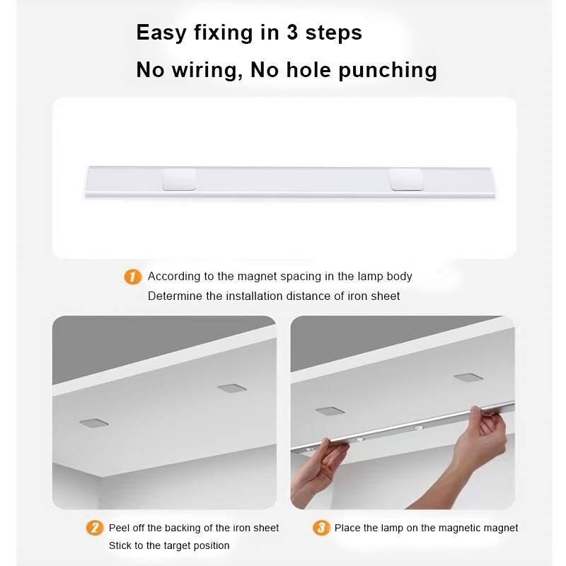 1pc Ultra-thin LED Human Body Sensor Light Rechargeable Cabinet Light Strip