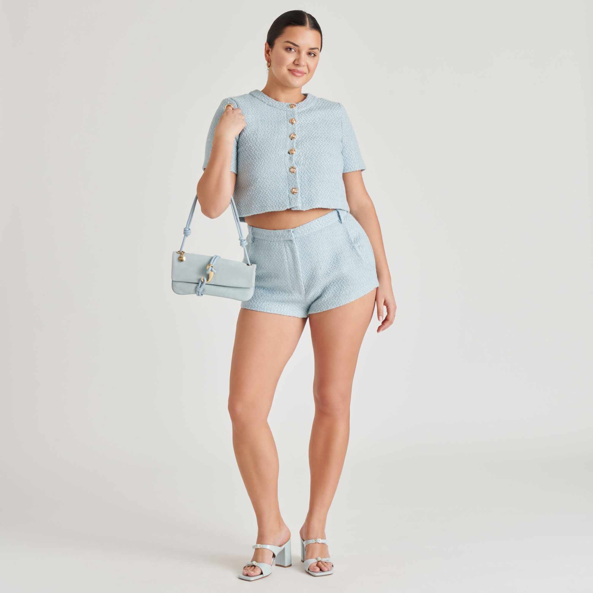 SHANE HEELS ICE BLUE CRINKLE PATENT