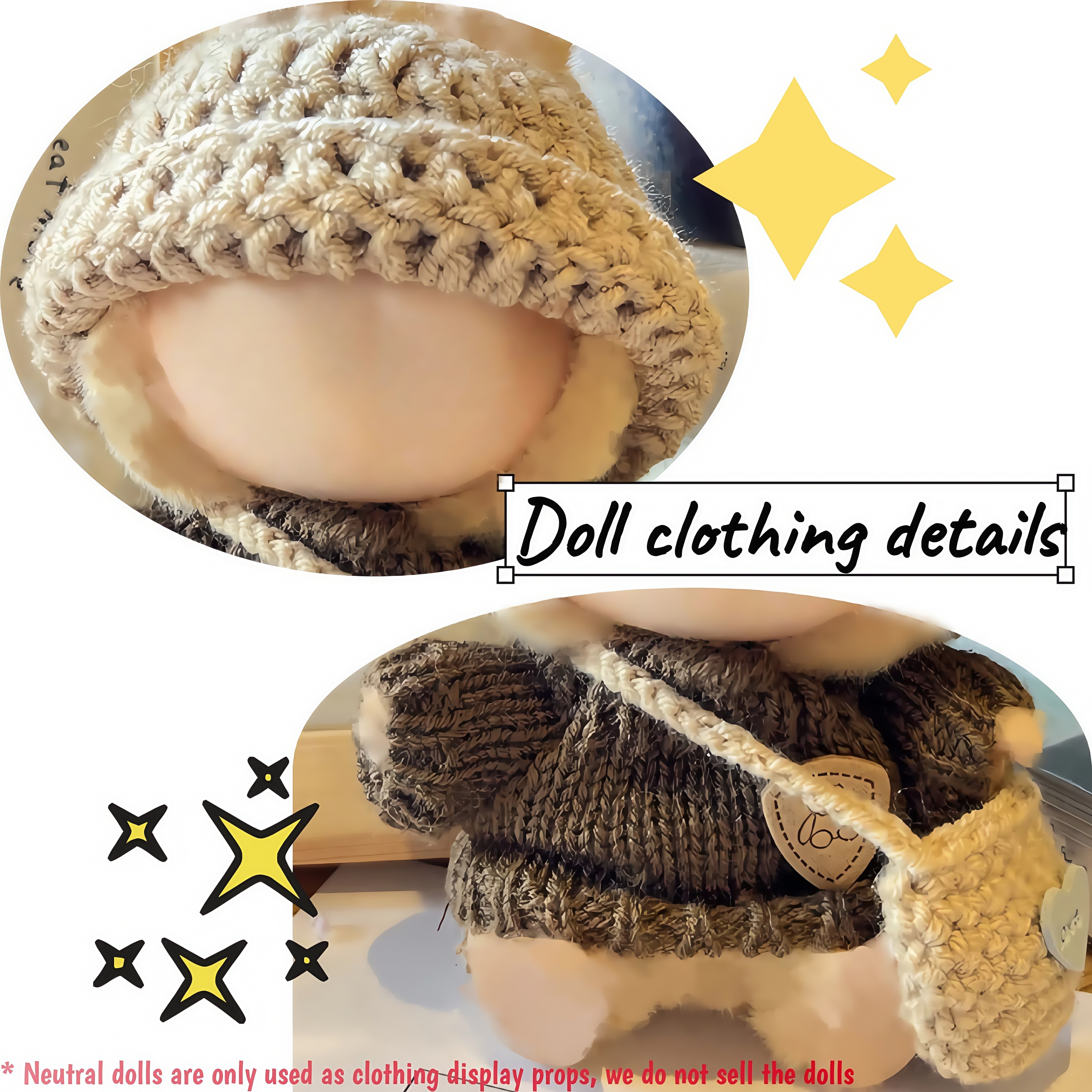 3-Piece Handcrafted Crochet Doll Clothes - Premium Dolls Outfit with Accessories, Hand Crocheted Hat, Sweaters, Bag