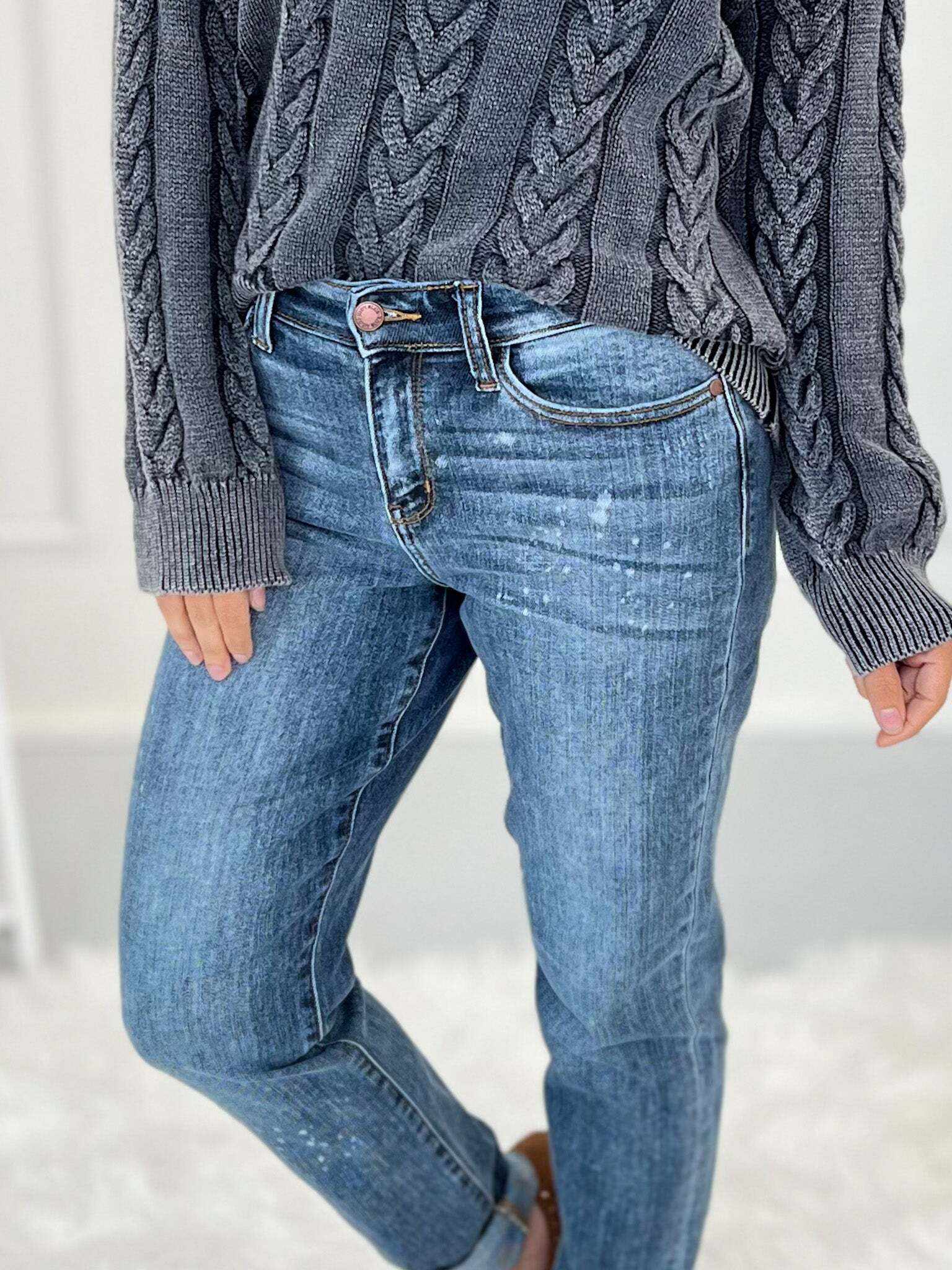 Life Of The Party - Christmas Bleach Splash Boyfriend Jeans- Final Sale