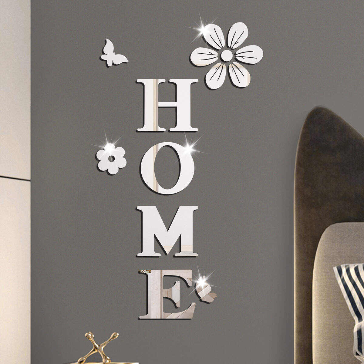 Acrylic Mirror Wall Stickers Flowers Home Decoration Letters Soft Mirror Self-adhesive Wall Stickers