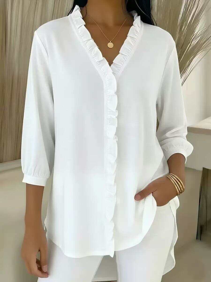 🔥Summer Arrivals🌟Elegant Ruffled Collar Satin Blouse