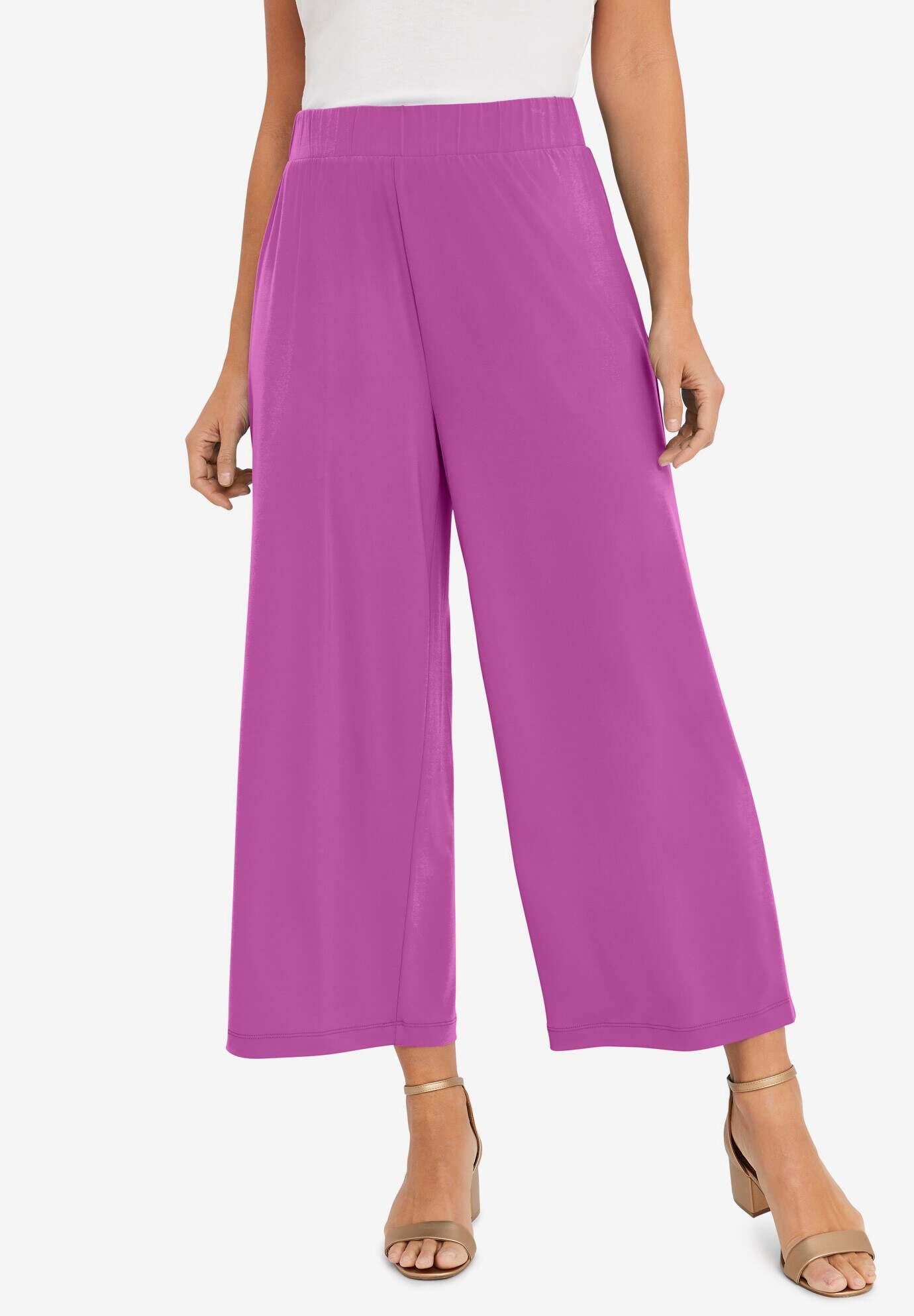 Stretch Knit Wide Leg Crop Pant