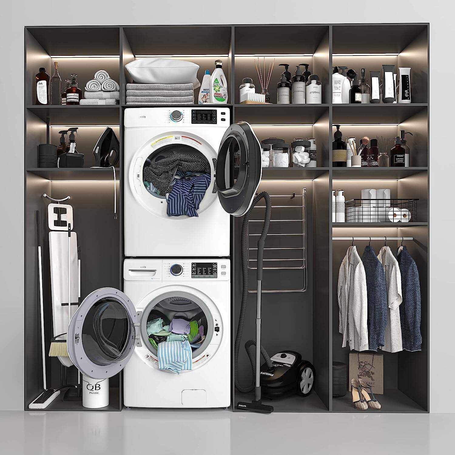 Front Load Machine, 2.7 Cu. Ft, Space Saving Unit with 20-Minute Quick, 12 Washing Cycles, Quiet Inverter Motor [120V], Medium (24