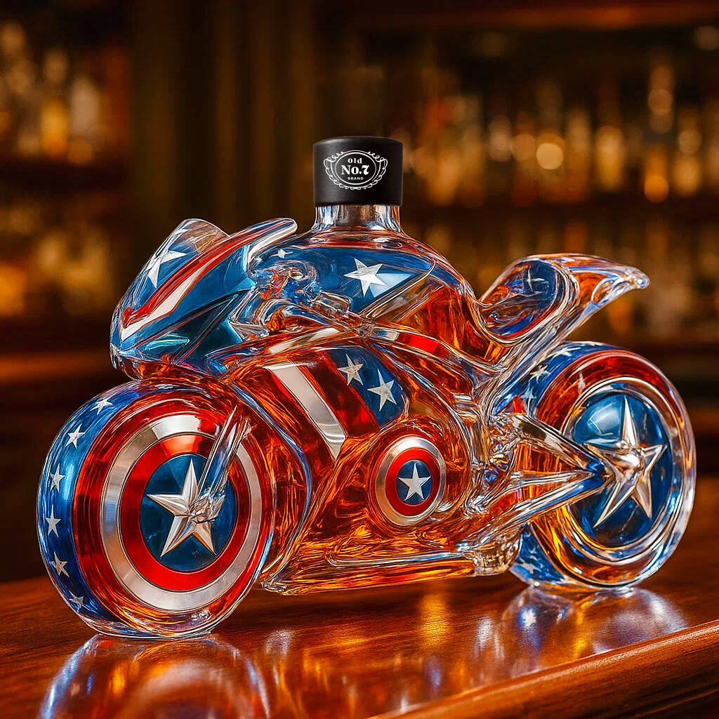 Captain America Motorcycle Whiskey Bottle