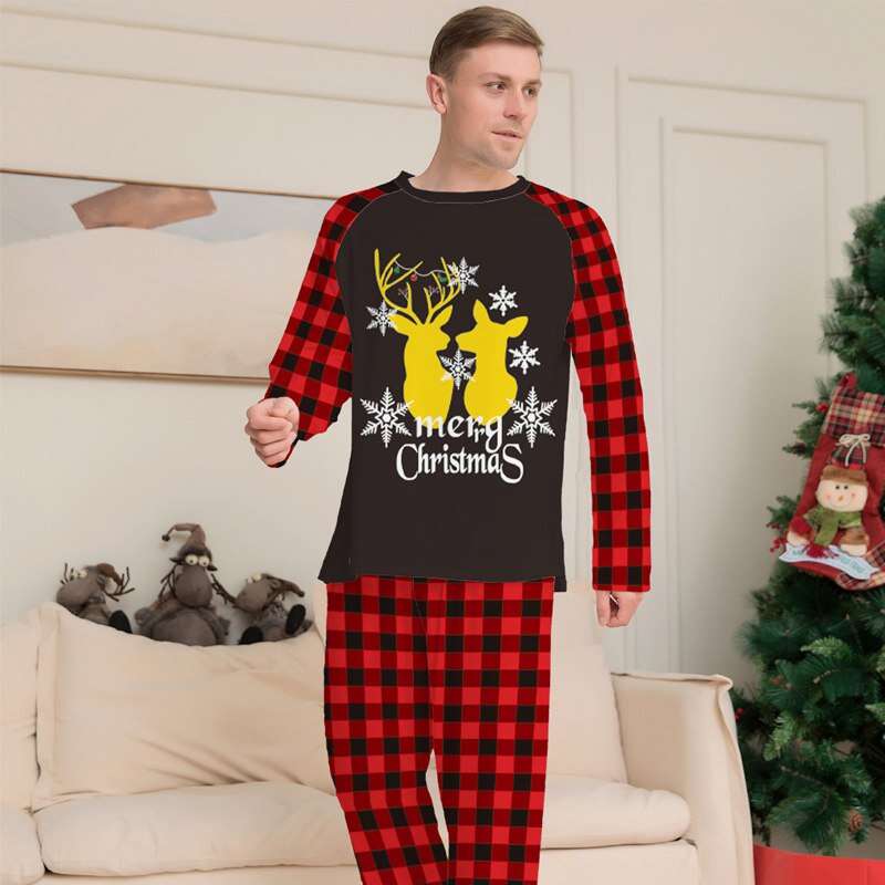 Printed Deer Matching Family Christmas Pajamas Sets Pjs