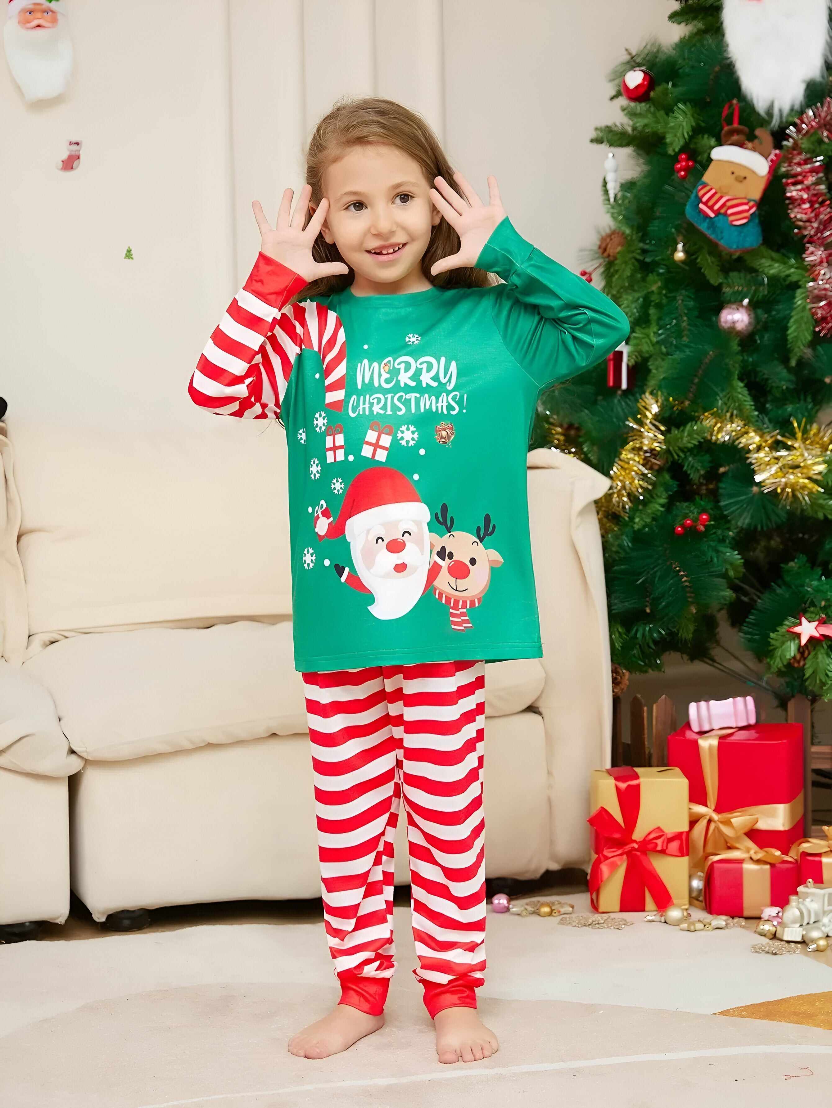 Kids Candy Cane Matching Family Christmas Pajamas