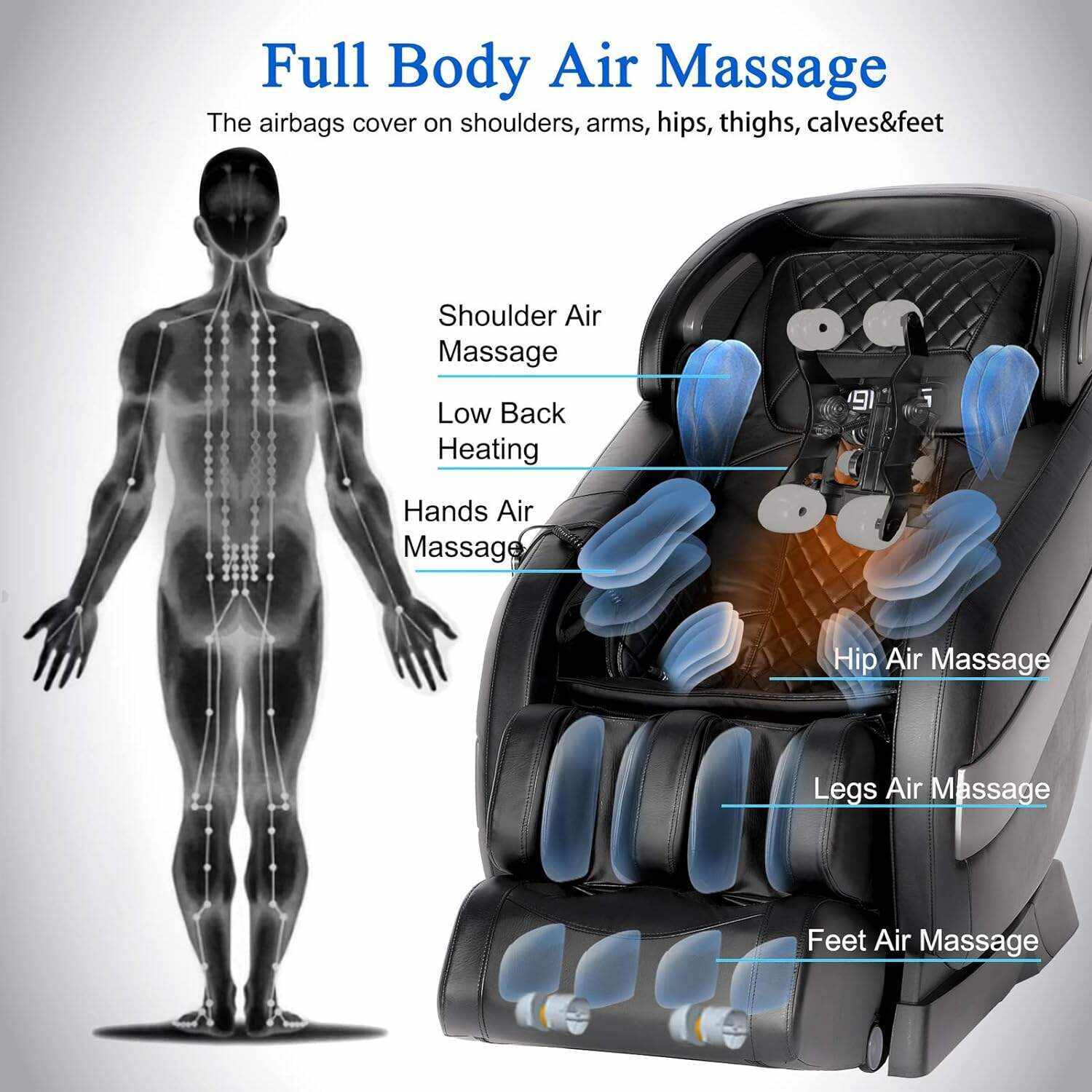 OWAYS Massage Chair,Zero Gravity SL Track Massage Chairs, Full Body Shiatsu Massage Chair Recliner with Space Saving, Auto Body Detection, Thai Stretching, Bluetooth Speaker, Heat, Foot Roller