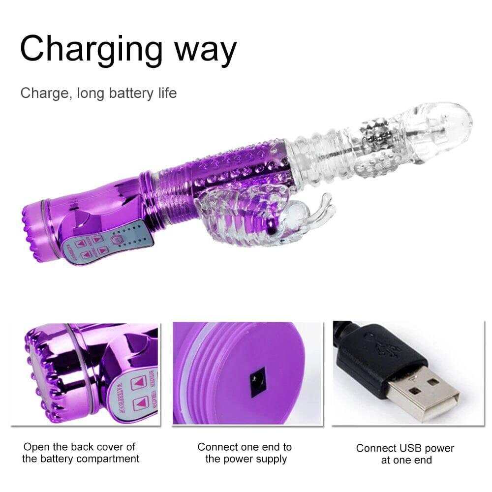 Telescopic G-Spot Rabbit Vibrator – Clit & Vaginal Massager