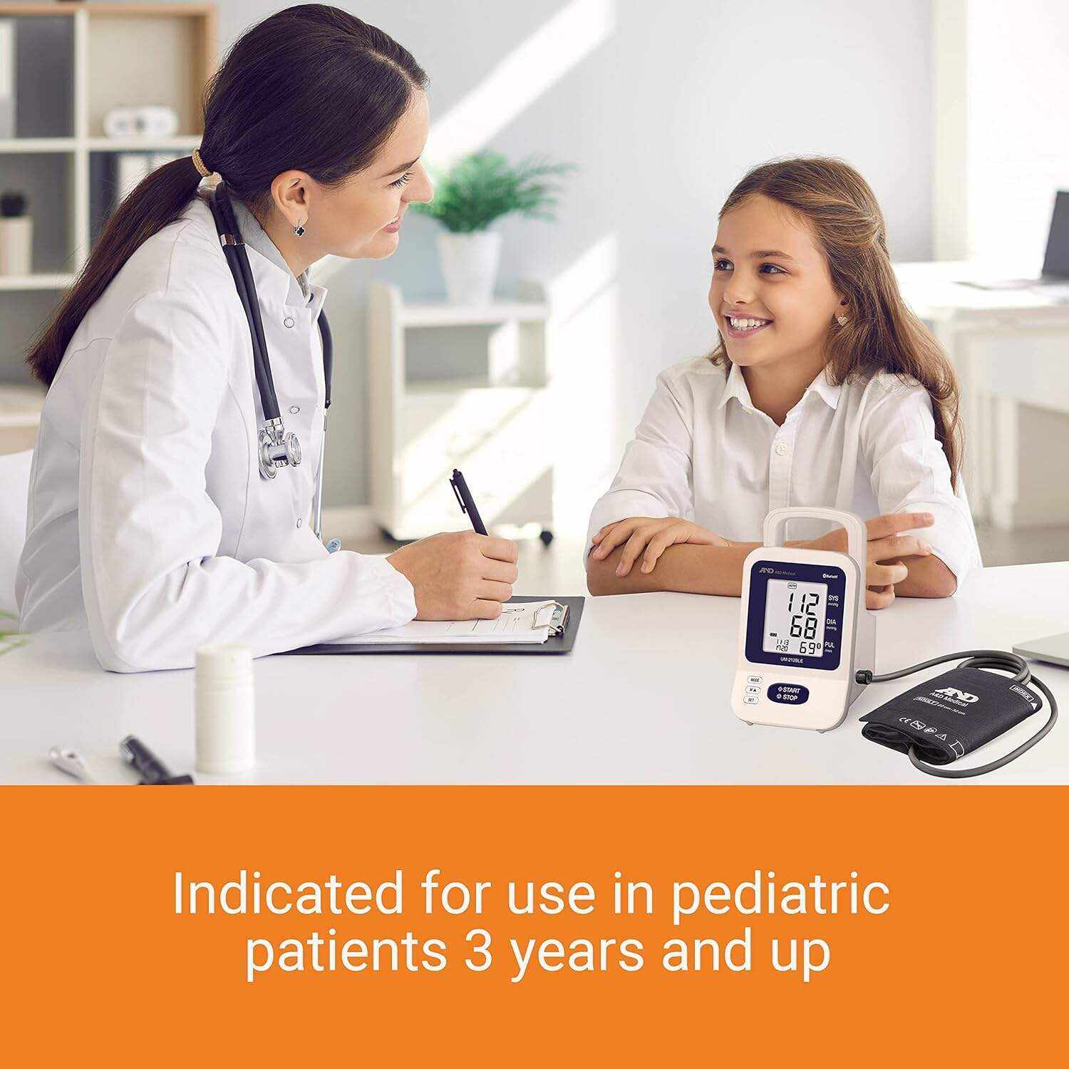 A&D Medical Automatic Office Blood Pressure Monitor & Upper Arm Blood Pressure Cuff with Clinical Accuracy, Quick & Easy Blood Pressure Machine for Pediatric (3+ Years) and Adult Use