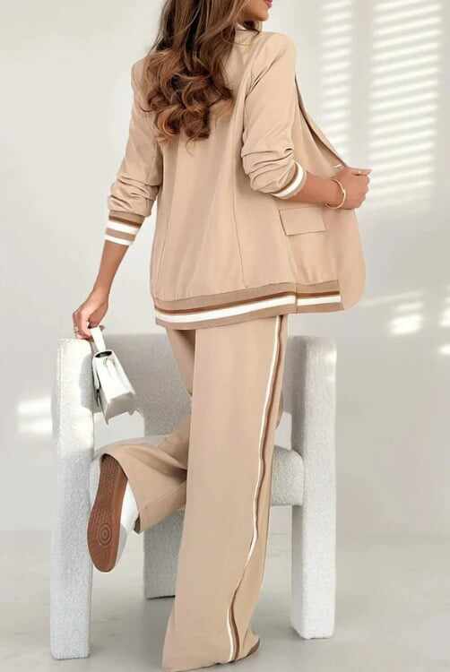 Women's Casual Beige 2-Piece Set - Comfortable & Stylish for Every Spring Occasion