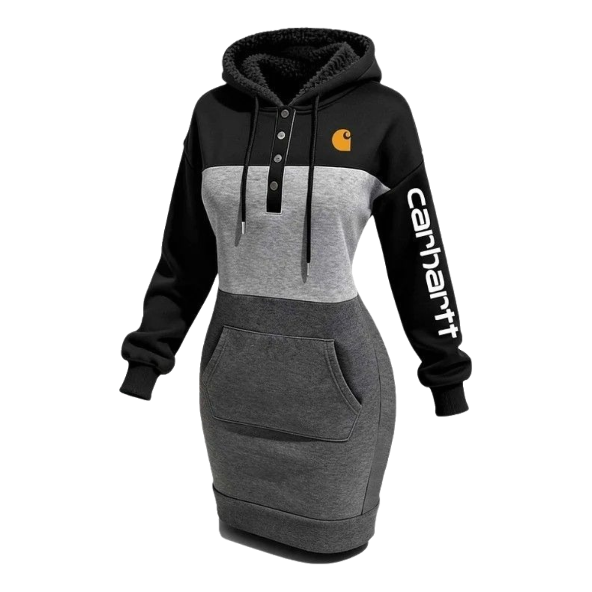 Women's Color Block Hooded Sweatshirt Dress