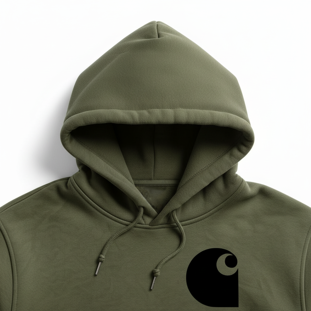 Men's Vintage Army Green Stitching Brown Suede Pocket Hoodie And Sweatpants Jogger Set