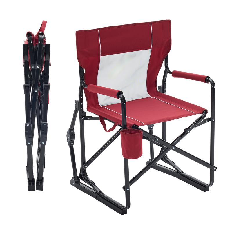 Rocker ,Folding Camping Chair, Padded High Back, Adjustable Lumbar Support, Extra Wide for Adults, 5000 LBS Steel Frame, Portable Outdoor