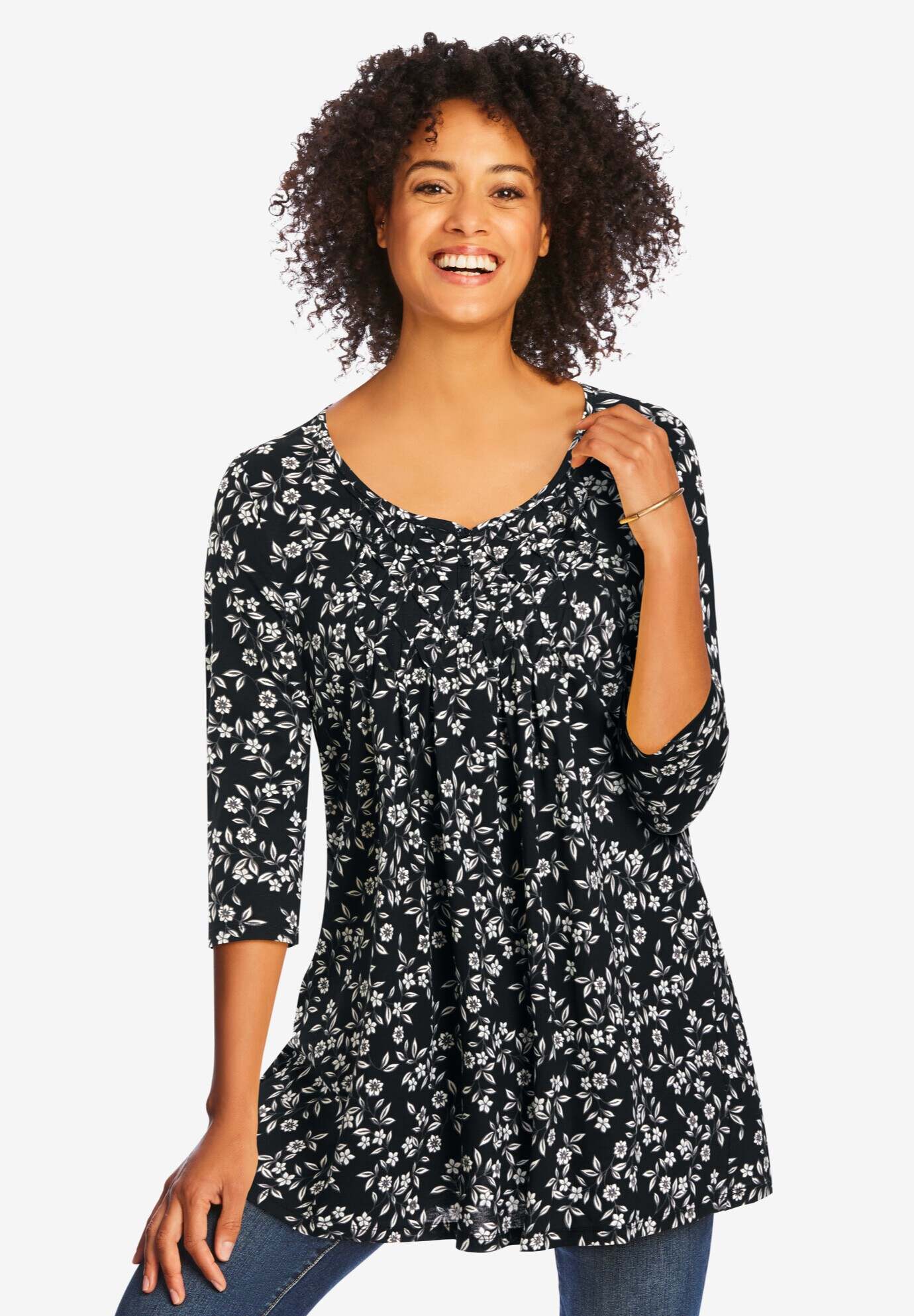 Smocked Henley Trapeze Tunic