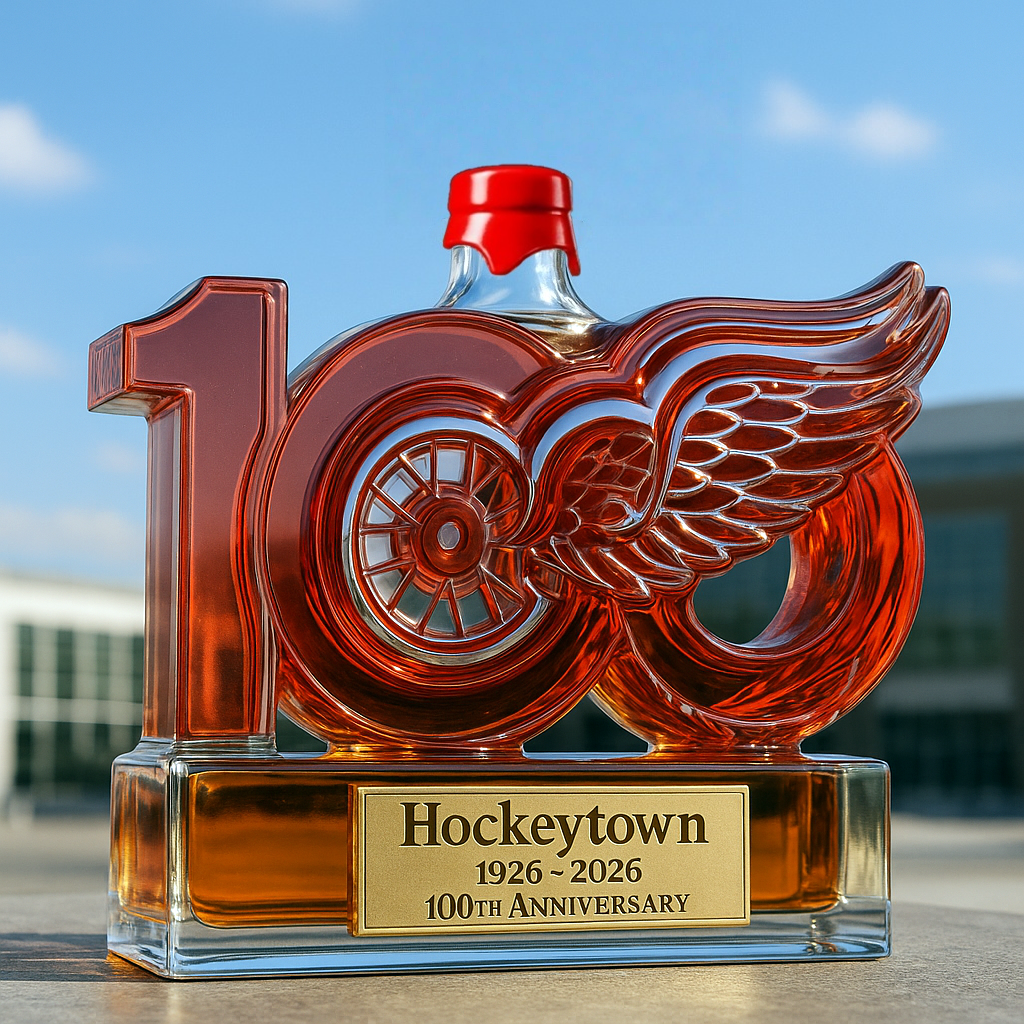 Detroit Red Wings 100th Anniversary Whiskey Bottle