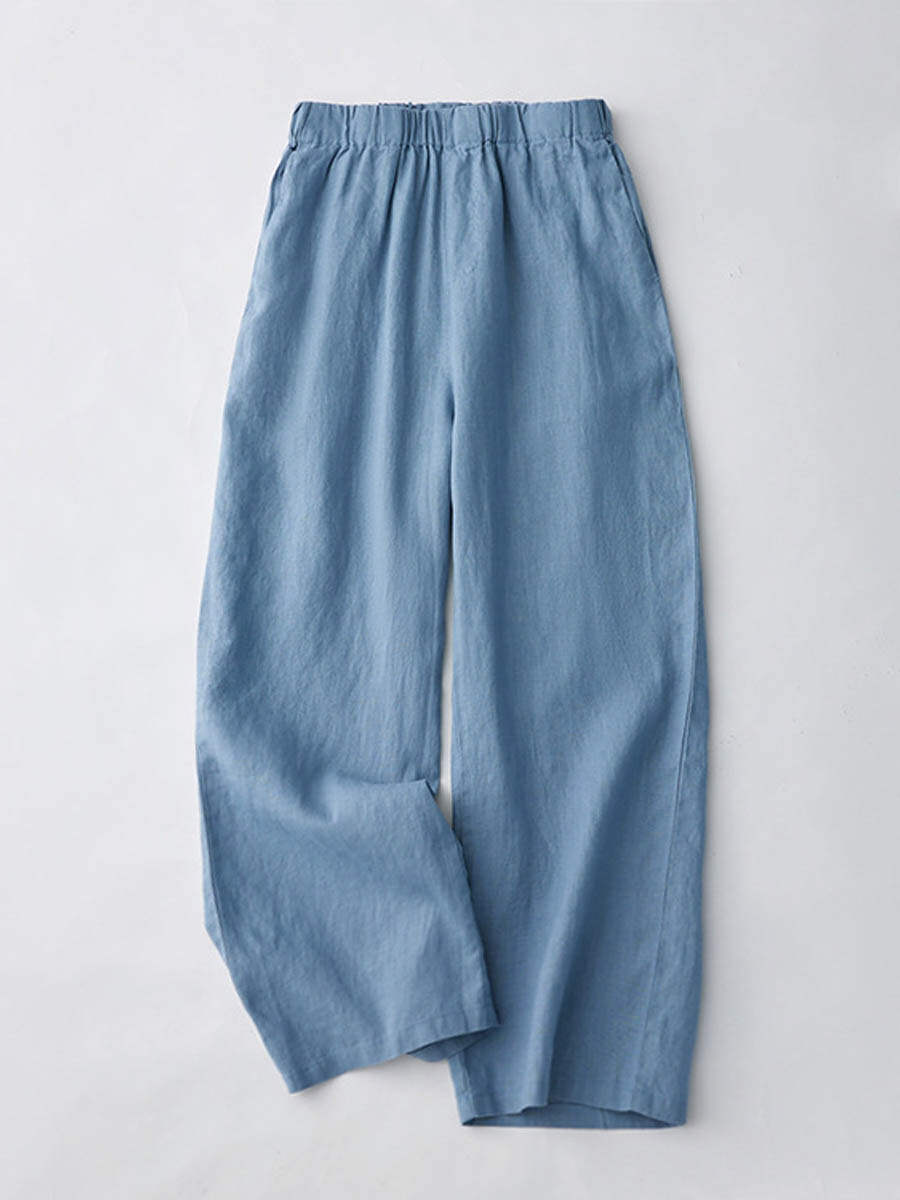 🔥Summer Arrivals🌟Women's Breathable Elastic Pocket Lazy Casual Cotton And Linen Loose Pants