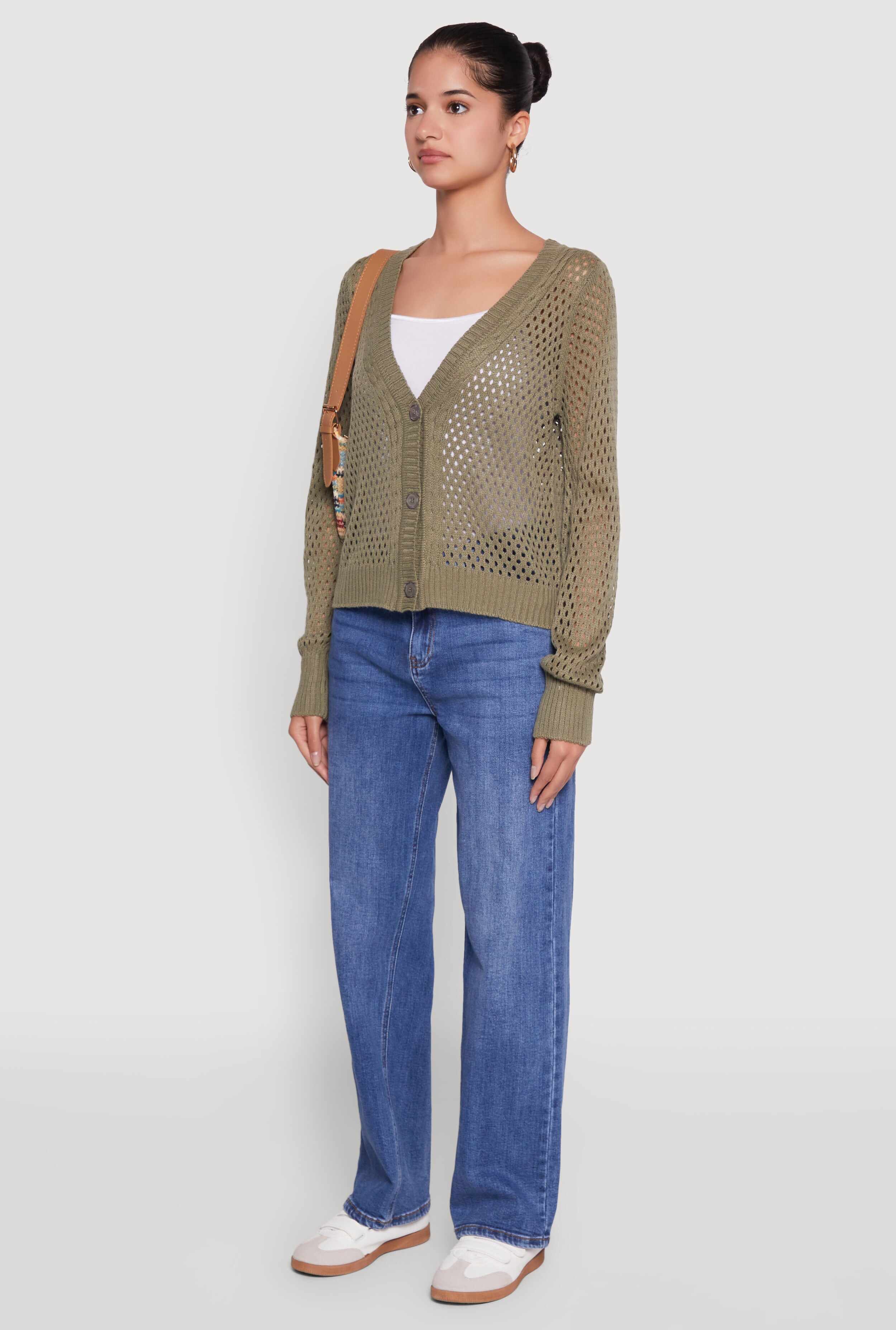 Chic Crochet Long Sleeve Button Front Cardigan