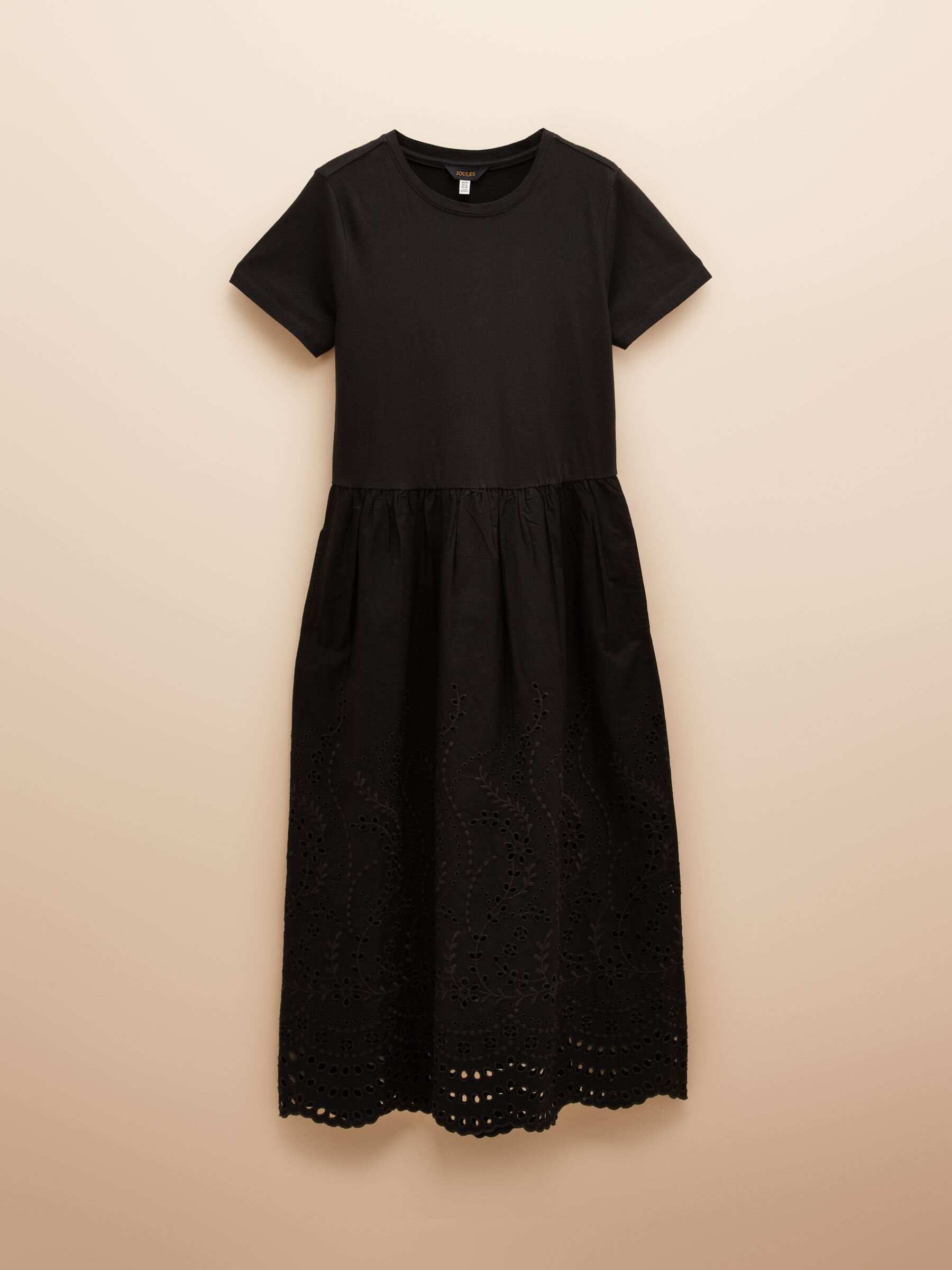Reid Black Cotton Broderie Midi Dress