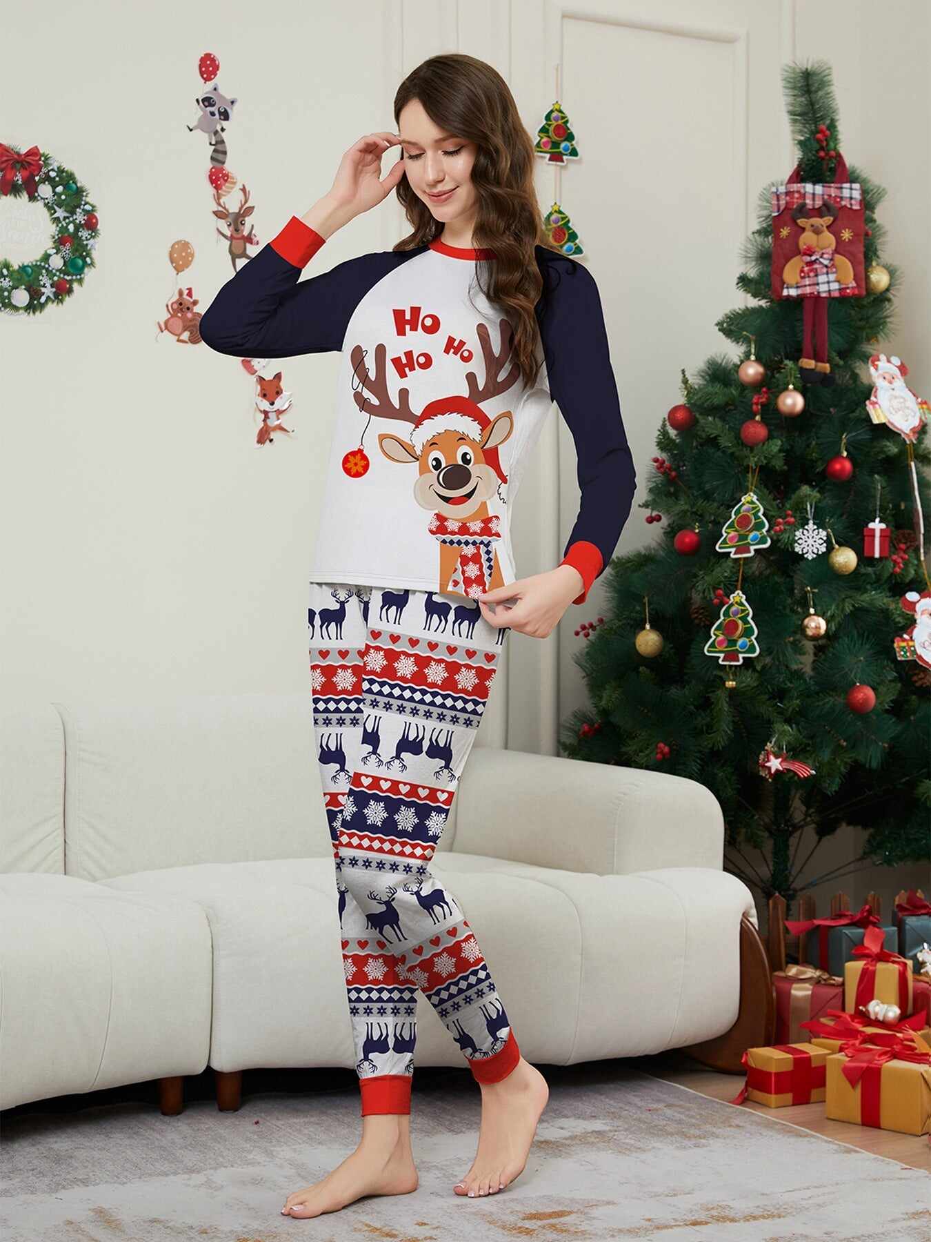 Family Christmas Pajama Matching Set with Moose Monogramming