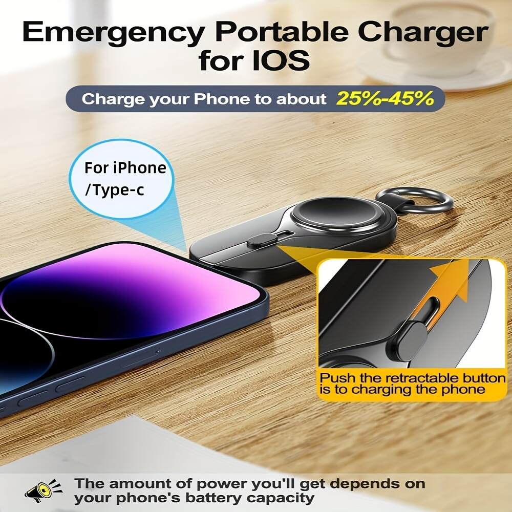 Mini Wireless Portable Charger For Apple Watch, Magnetic For IWatch Charger 2000mAh Power Bank 3 In 1 Keychain Charger With Plug, For IPhone/Airpod/iWatch, (for Ipone Or Type C Port), Creative Gifts, Emergency Power Bank For Travel, Black