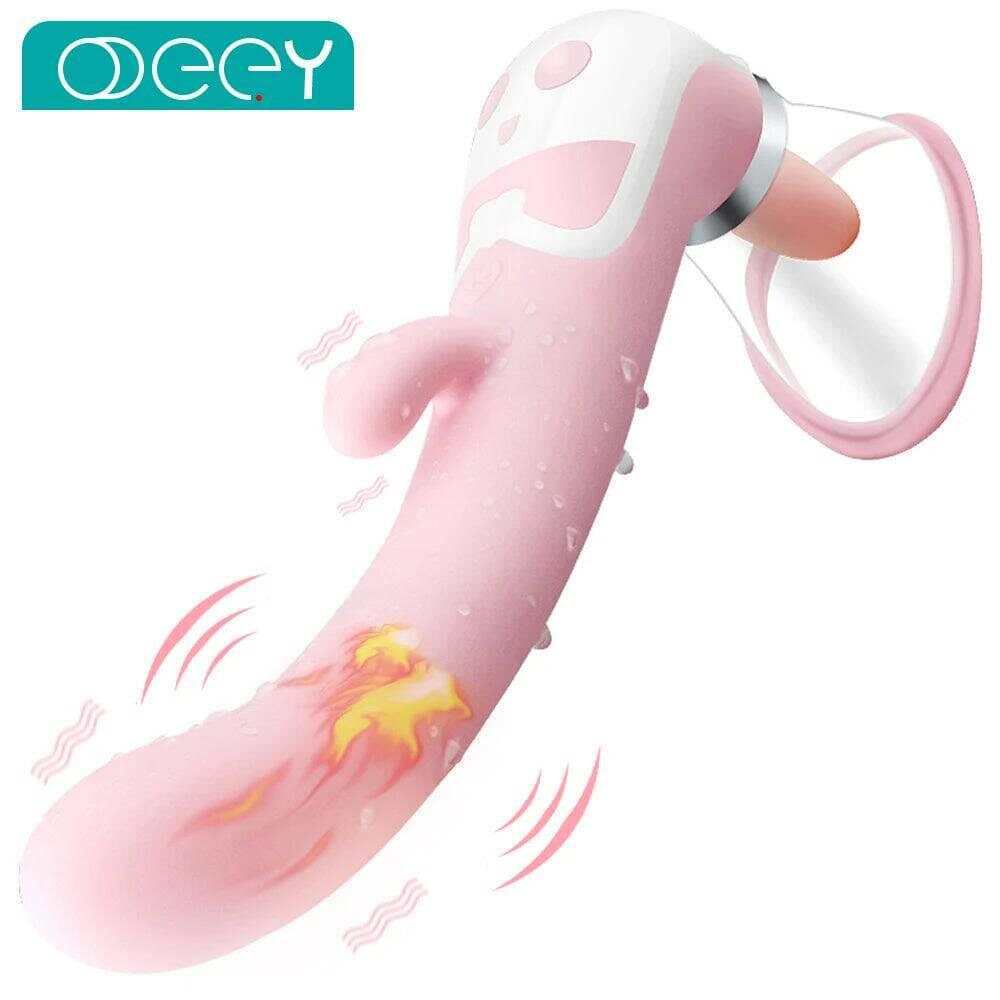 PASSION PULSE ADULT Heating Dildo with Licking & Clitoris Sucker