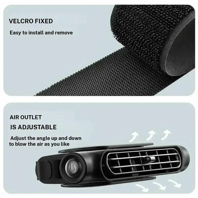 Car Seat Velcro Fan: 3 Adjustable Speeds, Built-In 3000mAh Battery, USB Charging, Suitable For Cars, Golf Carts, And Travel RVs