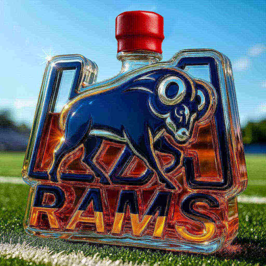 LA Rams Whiskey Bottle