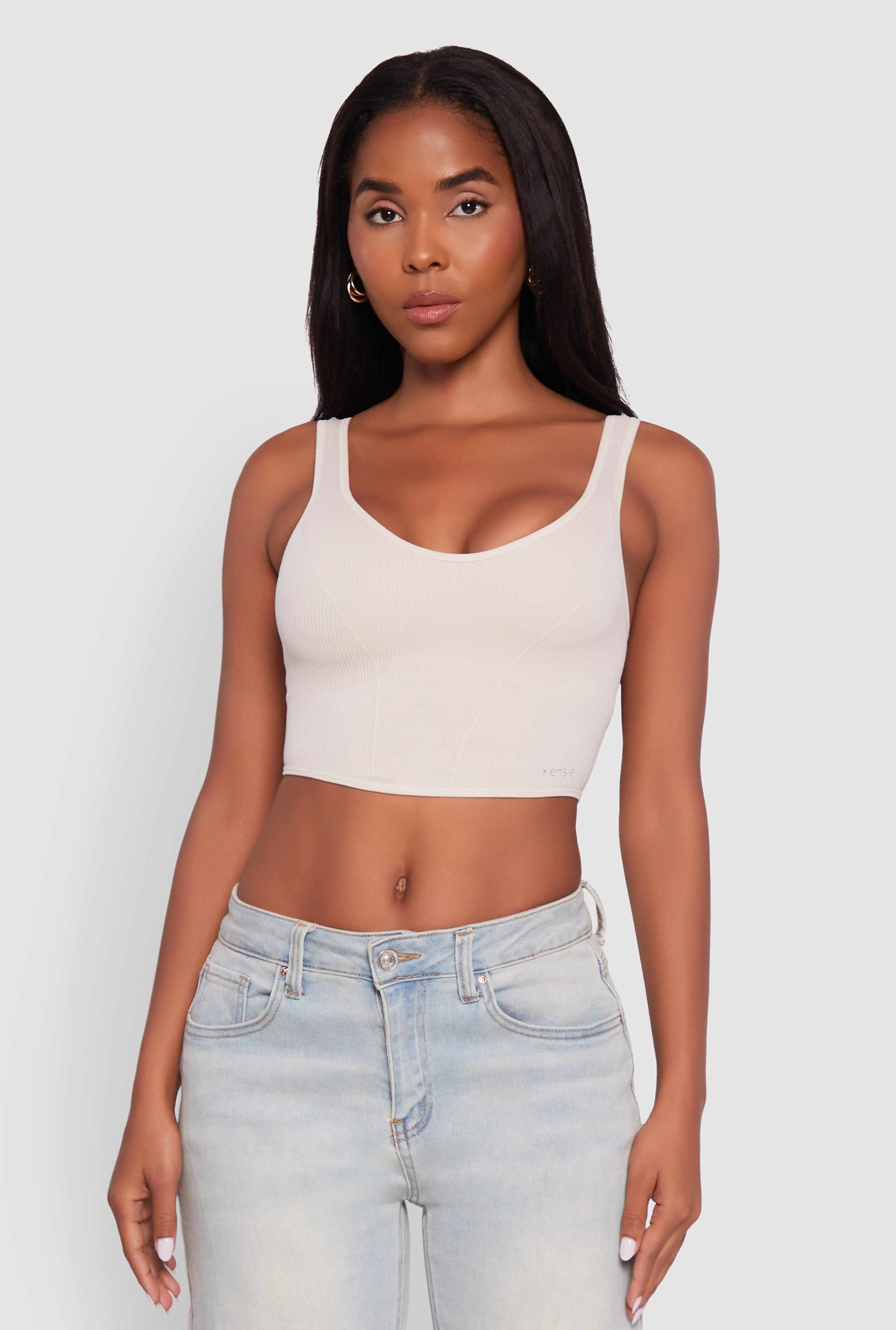 Ribbed Knit V-Neck Bralettes with Shelf Bra 2-Pack