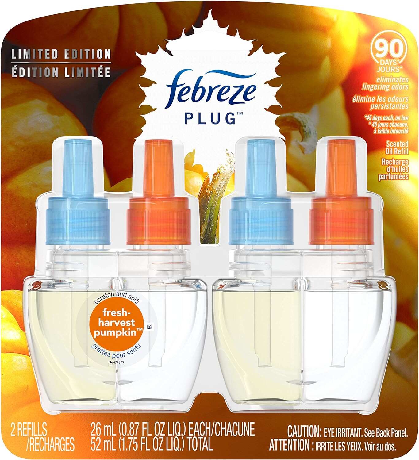 Febreze Odor-Fighting Fade Defy PLUG Air Freshener, Mountain, Ocean, Amber, (3) .87 fl. oz. Oil Refills
