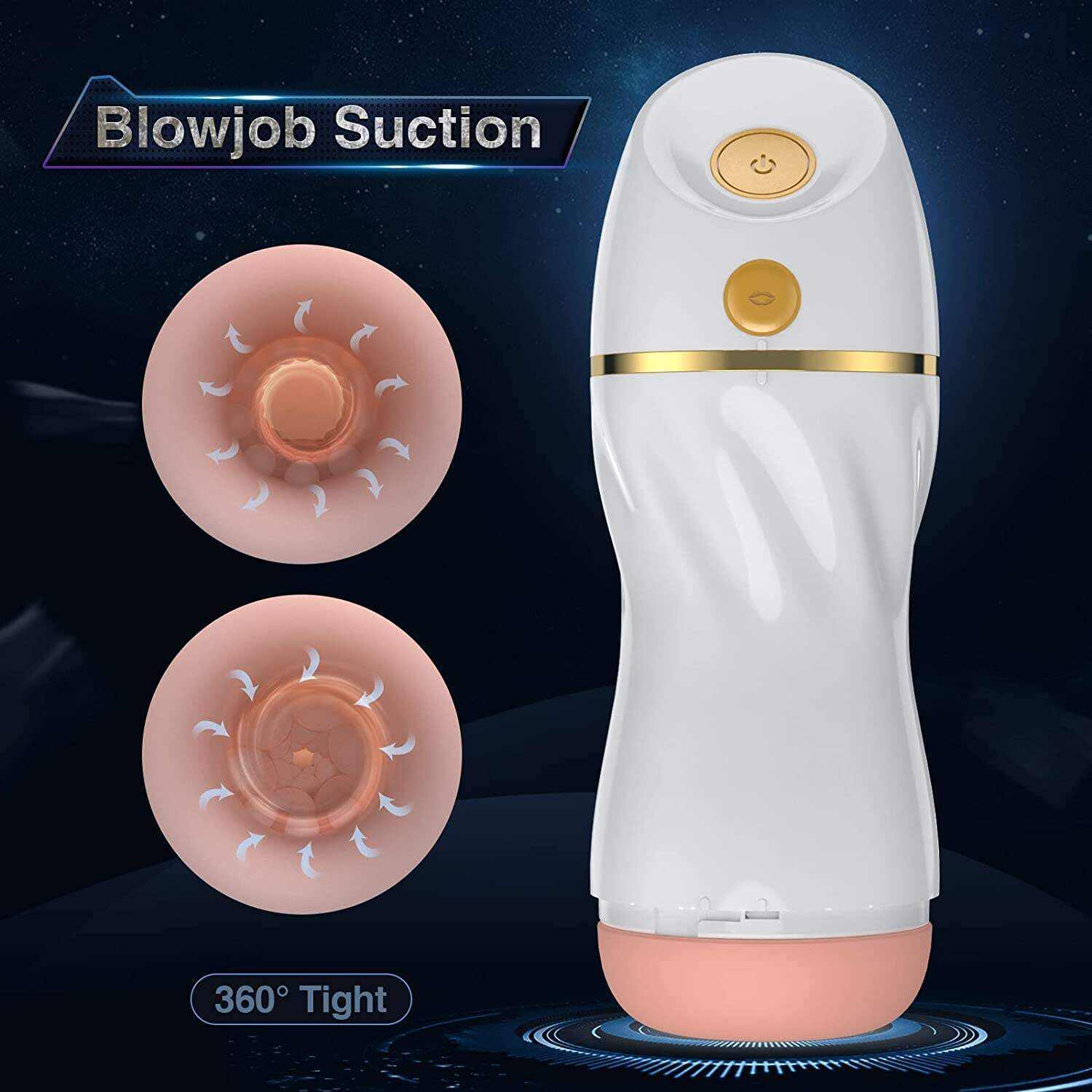 Automatic Sucking Male Masturbators - Upgraded 7 Vibration & Suction Hands Free Pocket Pussy Male Stroker with 3D Realistic Textured, Blowjob Toy Mens Adult Male Sex Toys for Men (Black)