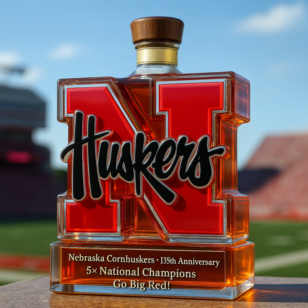 Nebraska Cornhuskers 135th Commemorative Whiskey Bottle