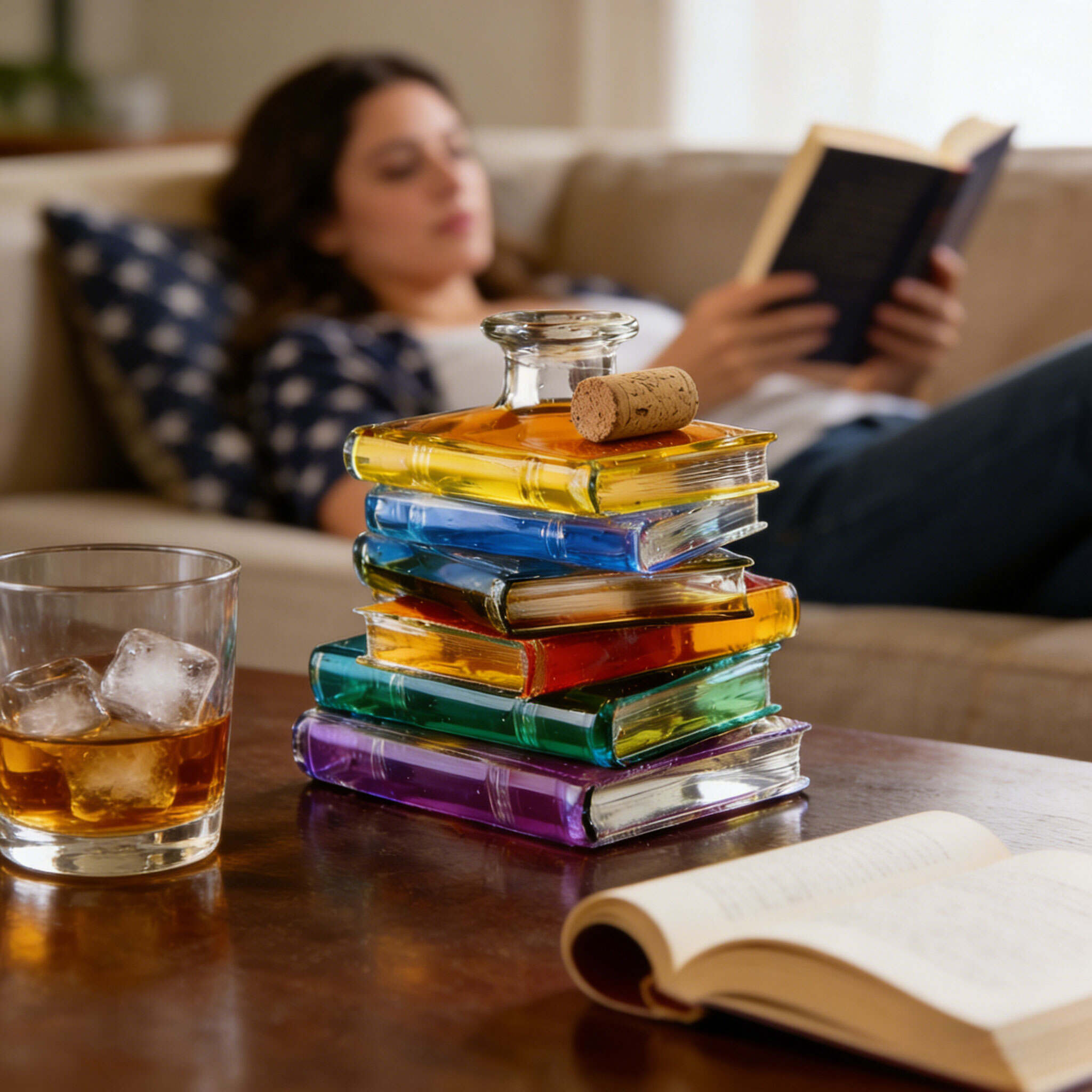 📚Book Stack - Shaped Whiskey Decanter