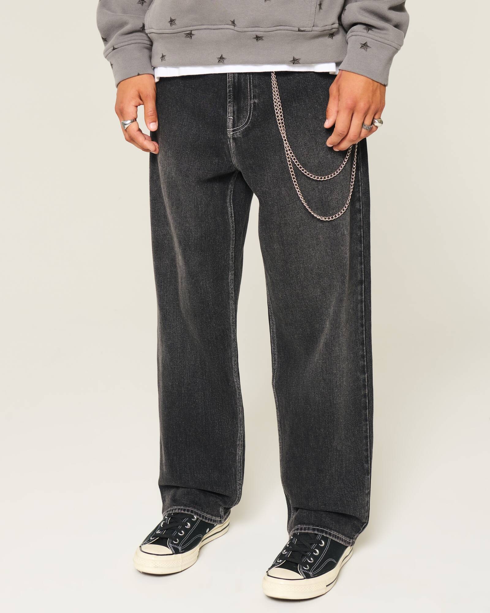 Railroad Stripe Baggy Painter Jeans