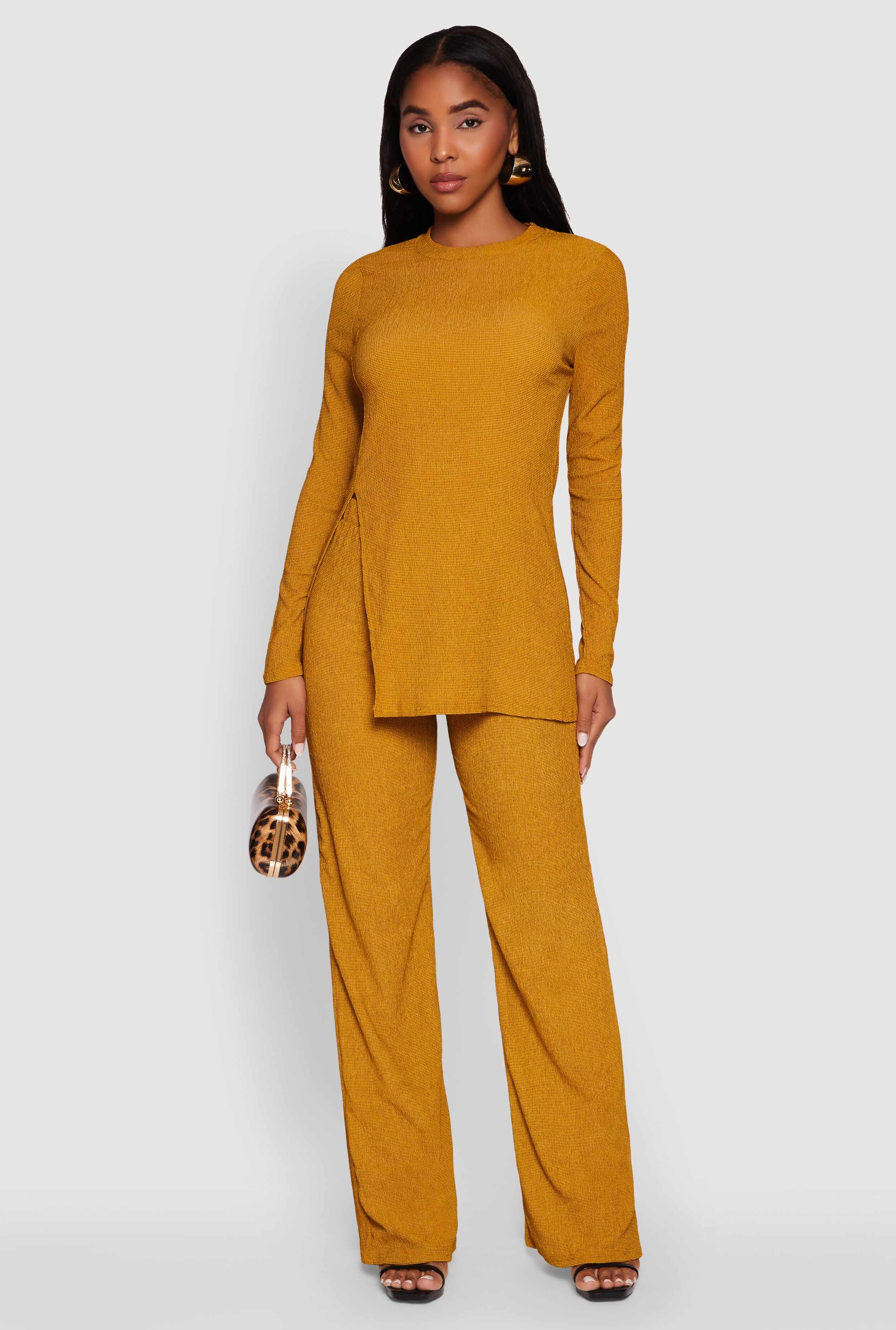 Seersucker Pull On Straight Leg Pants