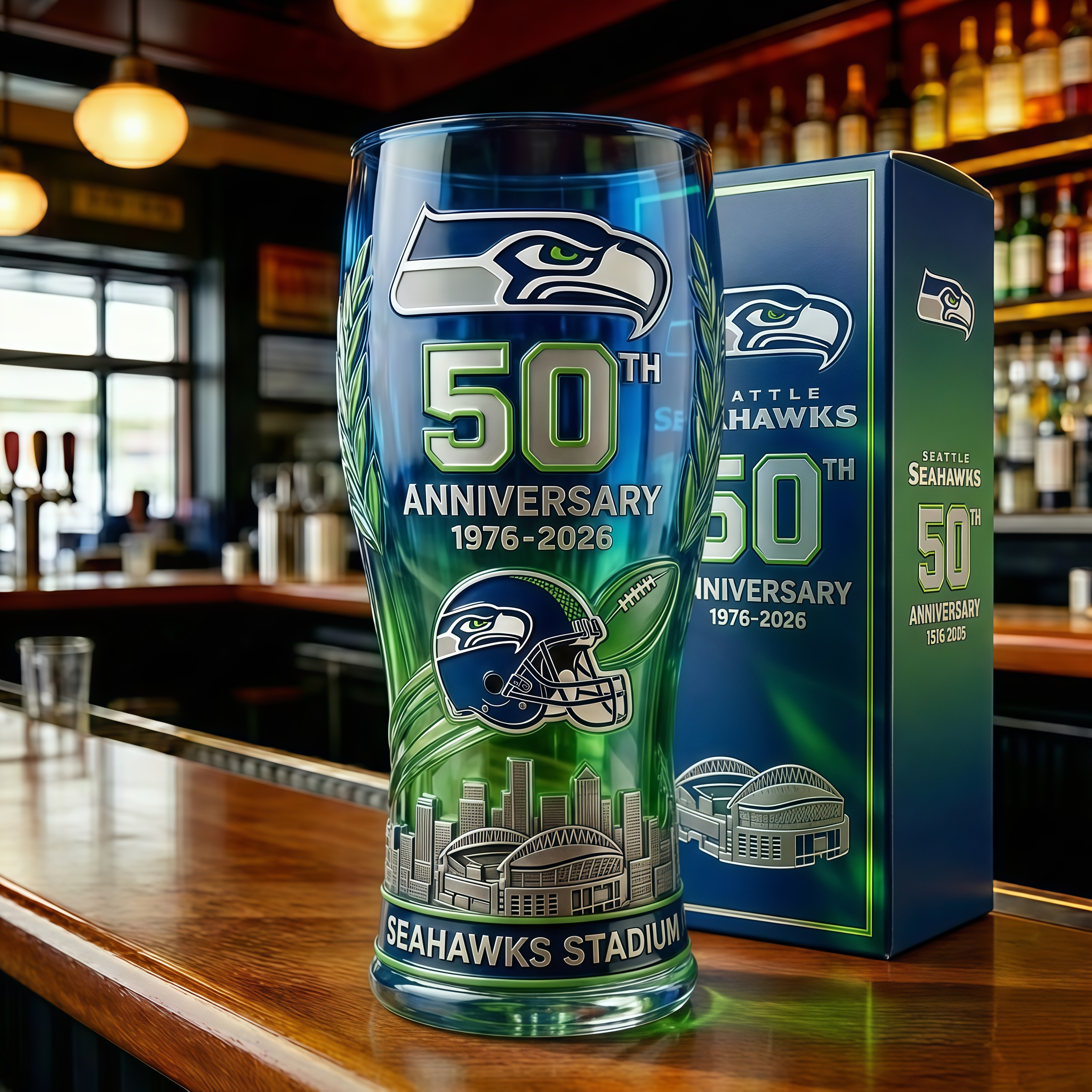 Seattle Seahawks 50th Anniversary Commemorative Beer Glass