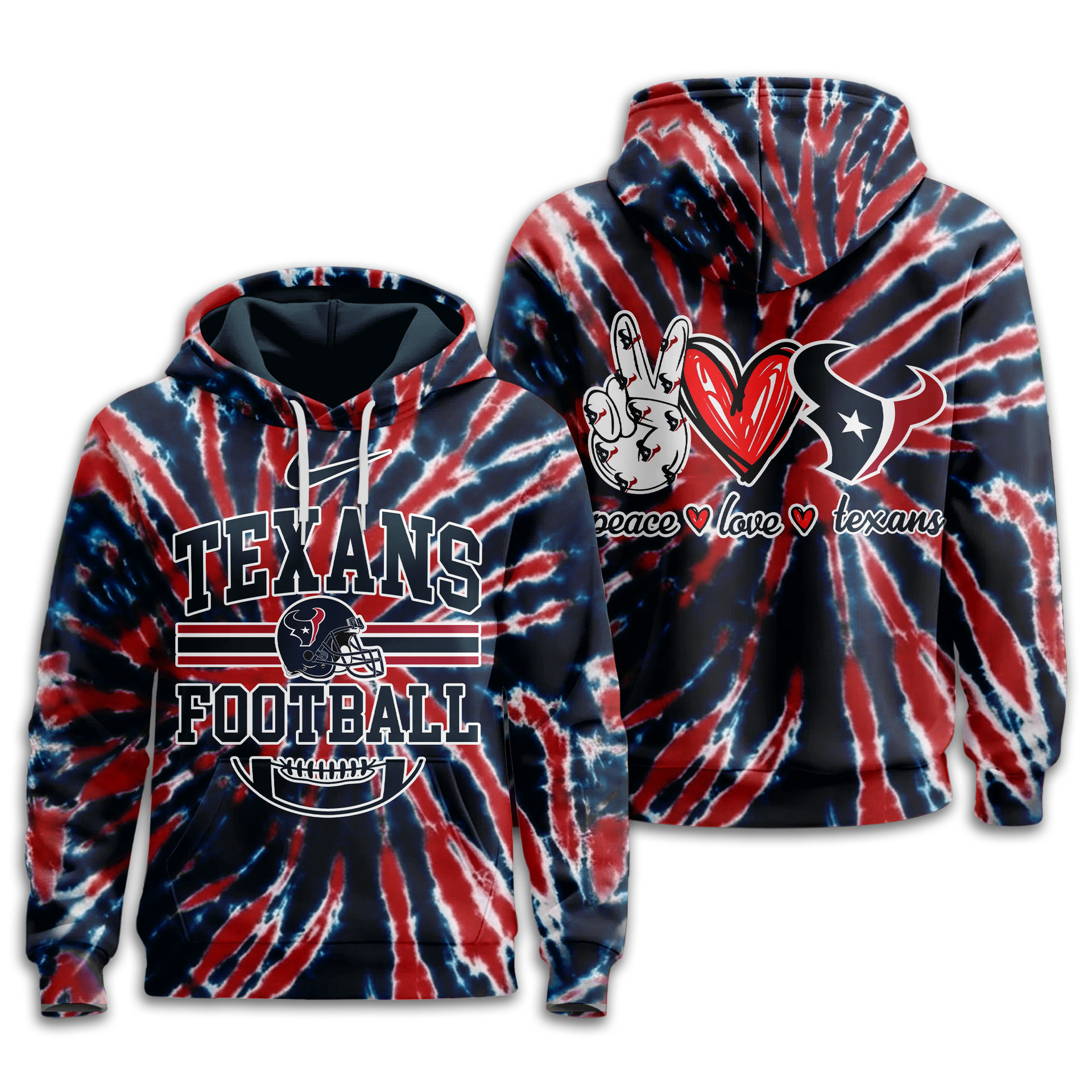 Houston Texans | Premium NFL Tie Dye 3D Hoodie TD