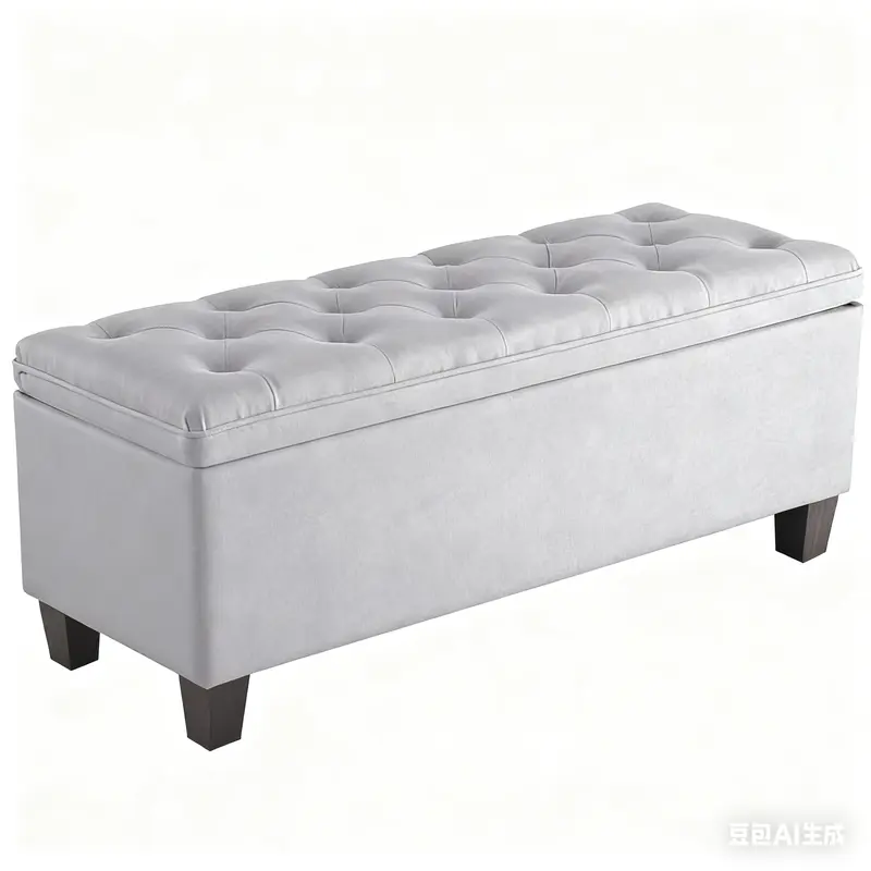 Folding Storage Ottoman Bench Modern Linen Fabric Padded Seat Large Toy Box End of Bed Entryway Comfortable Durable Multifunctional Seater
