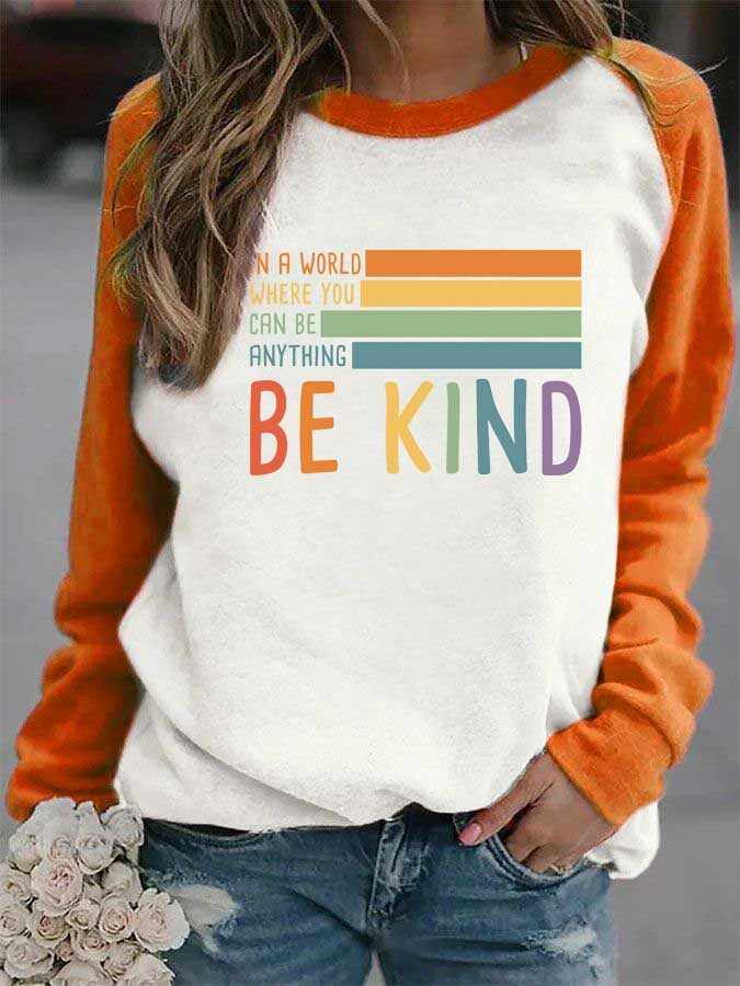 Be Kind Color Block Crew Neck Sweatshirt