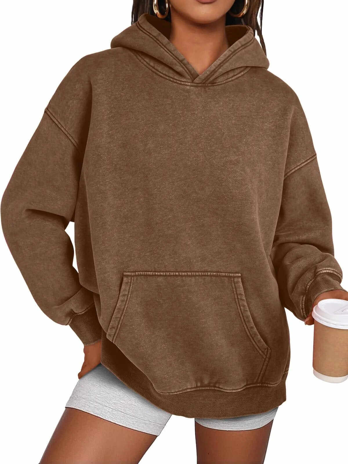 Unisex Casual Oversized Acid Wash Tops Hoodie Pullover