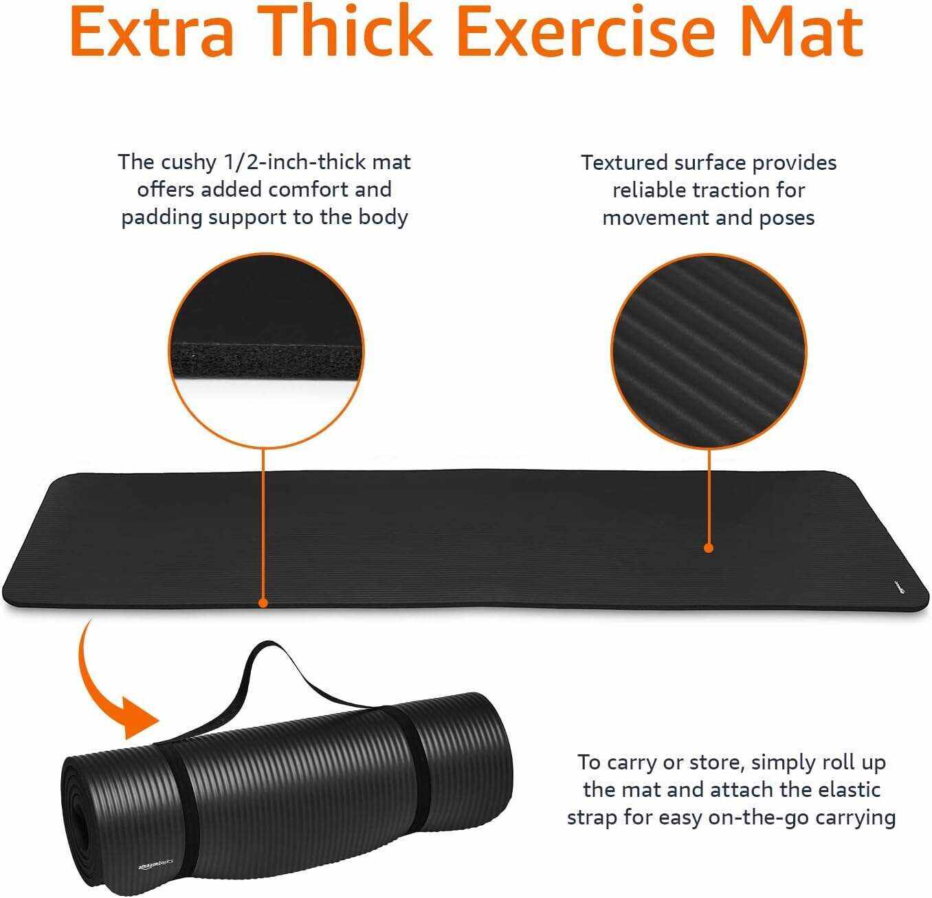 Amazon Basics 1/2-Inch Extra Thick Exercise Yoga Mat