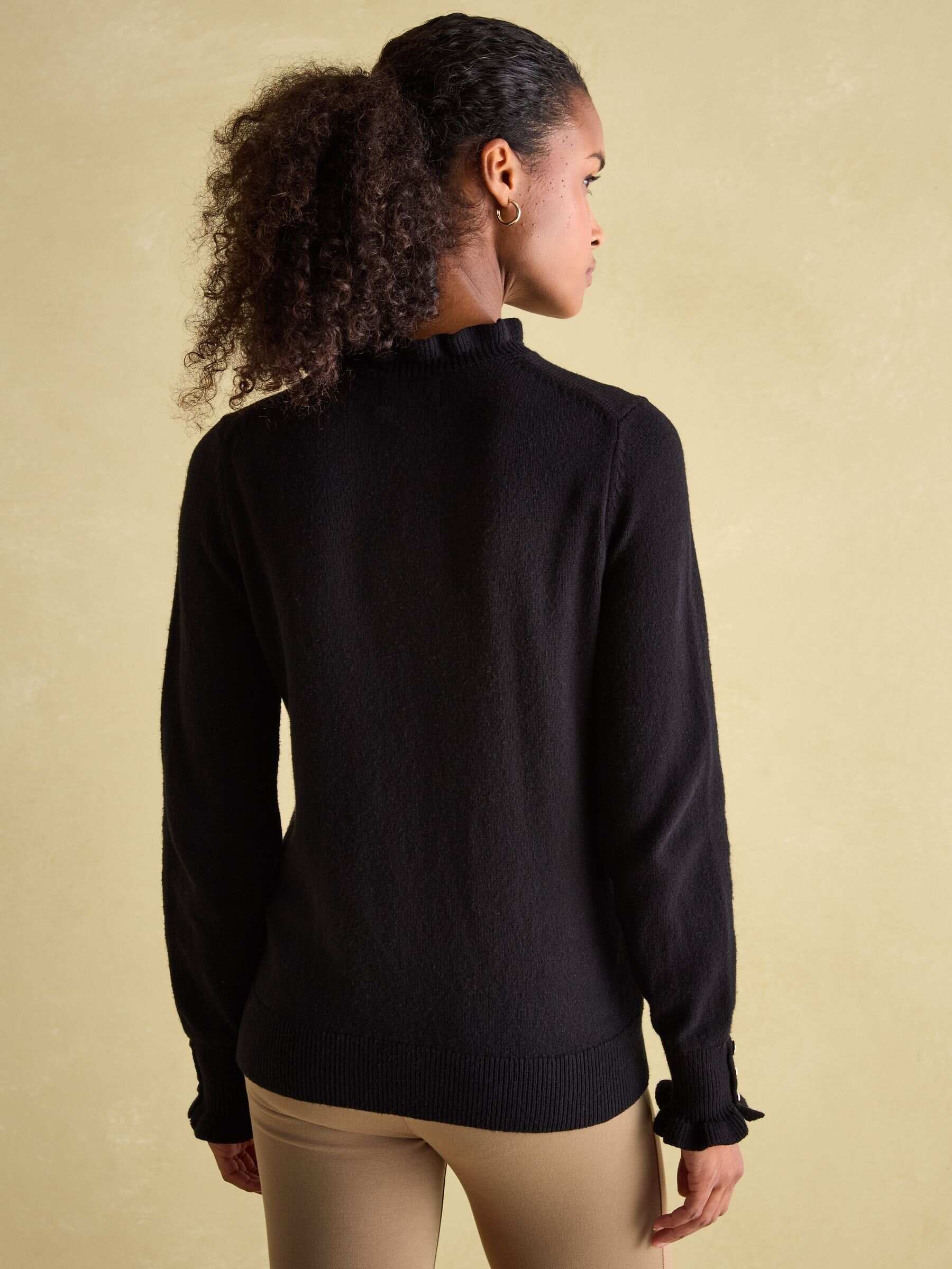 Edith Black Frill Neck Jumper