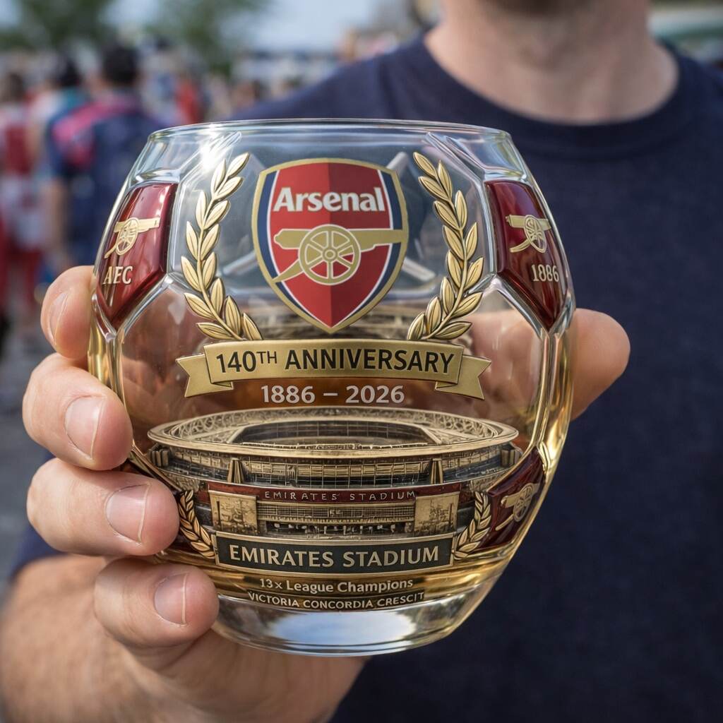 Arsenal 140th Anniversary Commemorative Football Whisky Glass