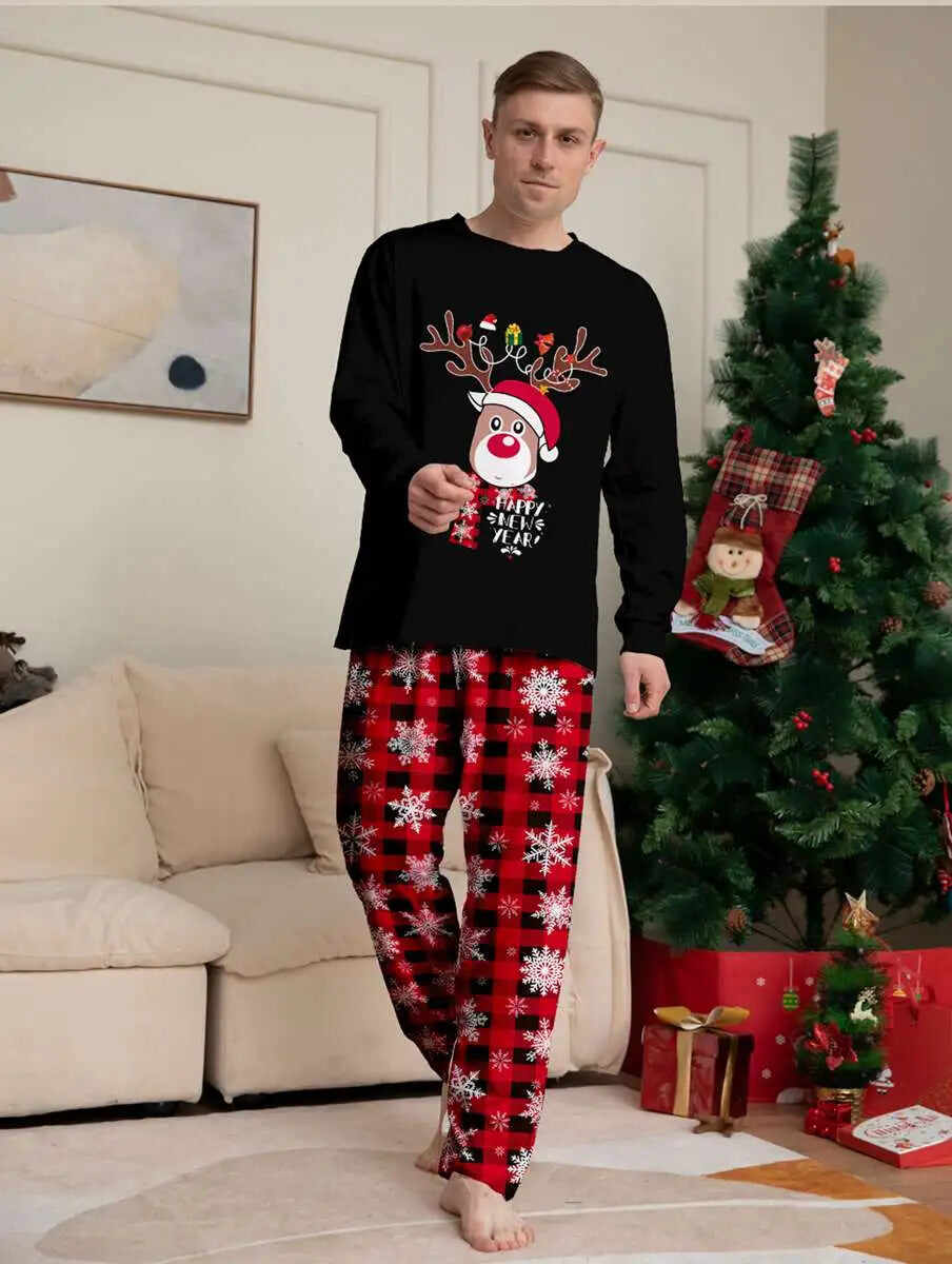 Reindeer Snow Family Matching Christmas Pajamas Sets