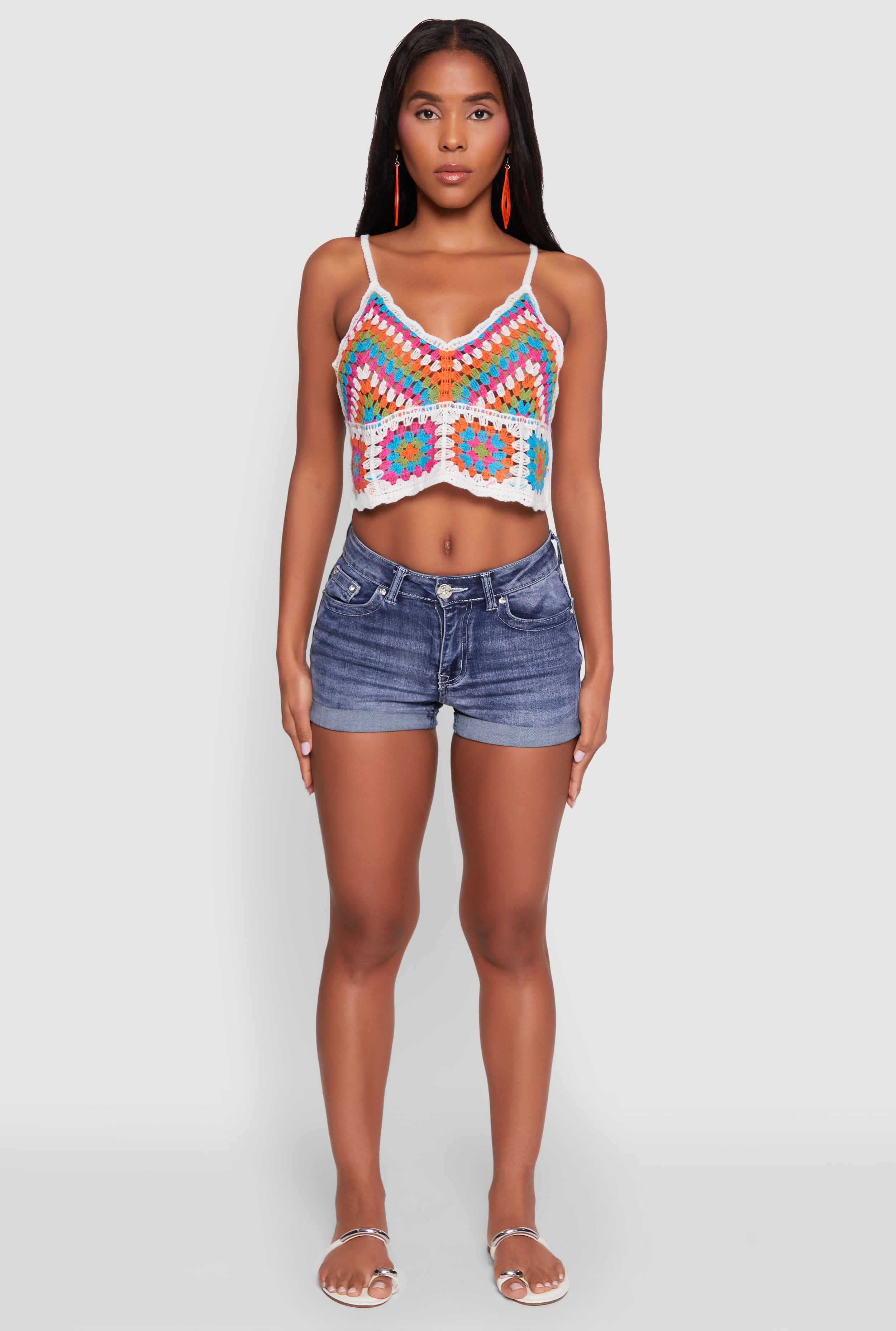 Boho Crochet Sleeveless V-Neck Crop Top