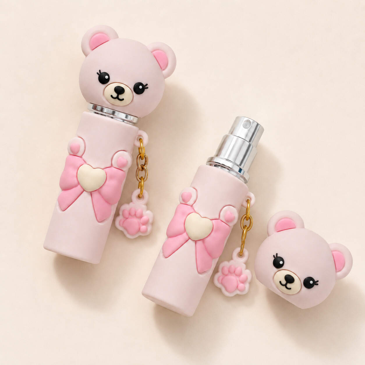 Cute little bear perfume spray bottle, travel-sized mini perfume, press-down toner