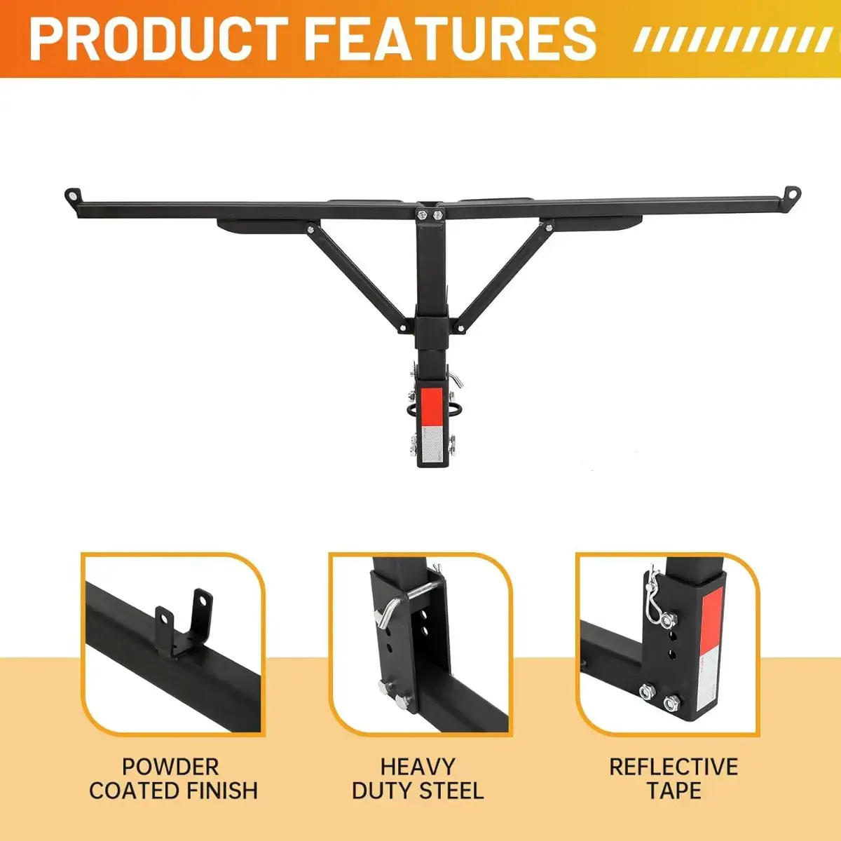 2 in 1 Foldable Truck Bed Hitch Extender Pickup Rack with Safety Flag | For Kayak, Canoe, Lumber & Long Cargo
